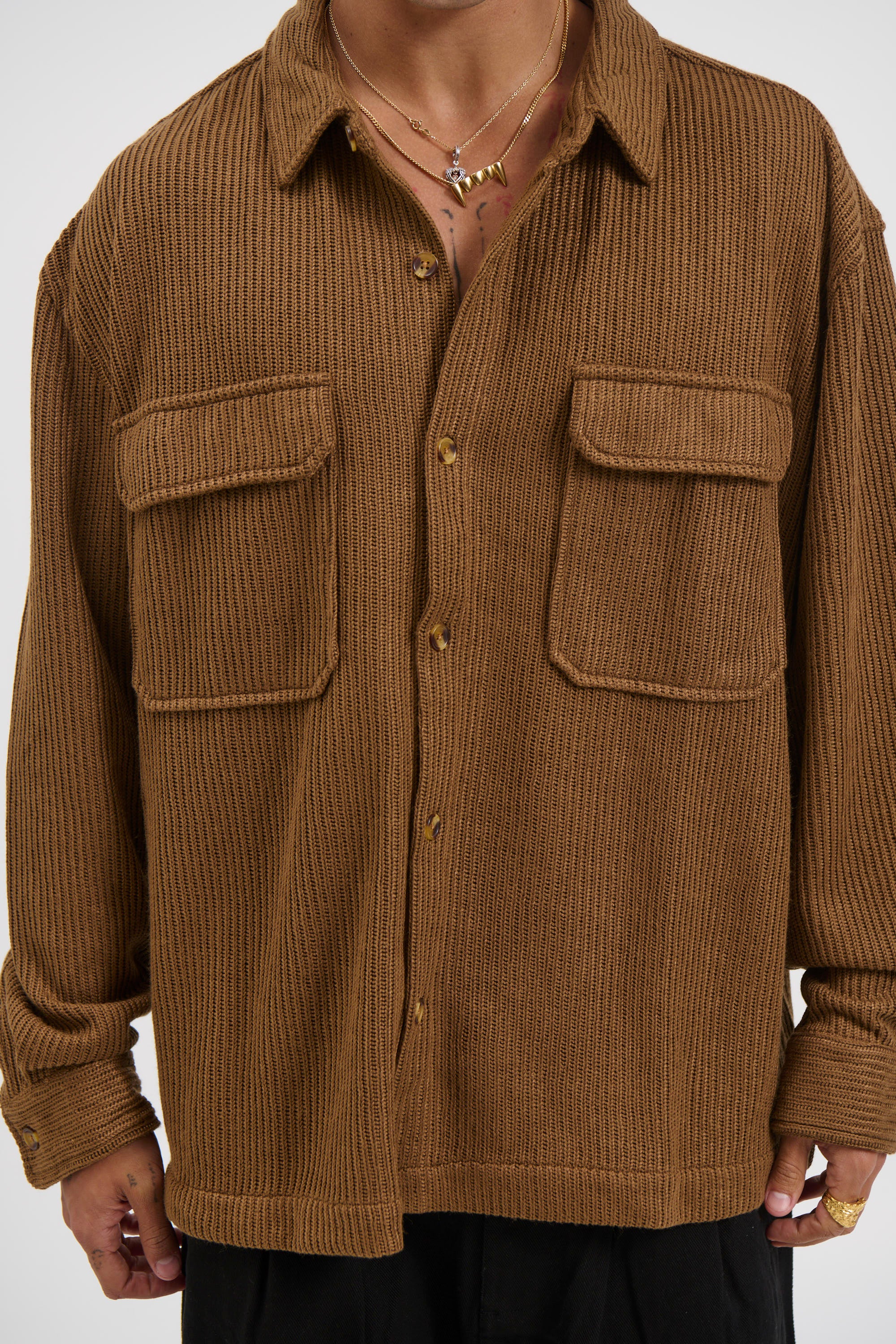 Dion Cord Overshirt Choc