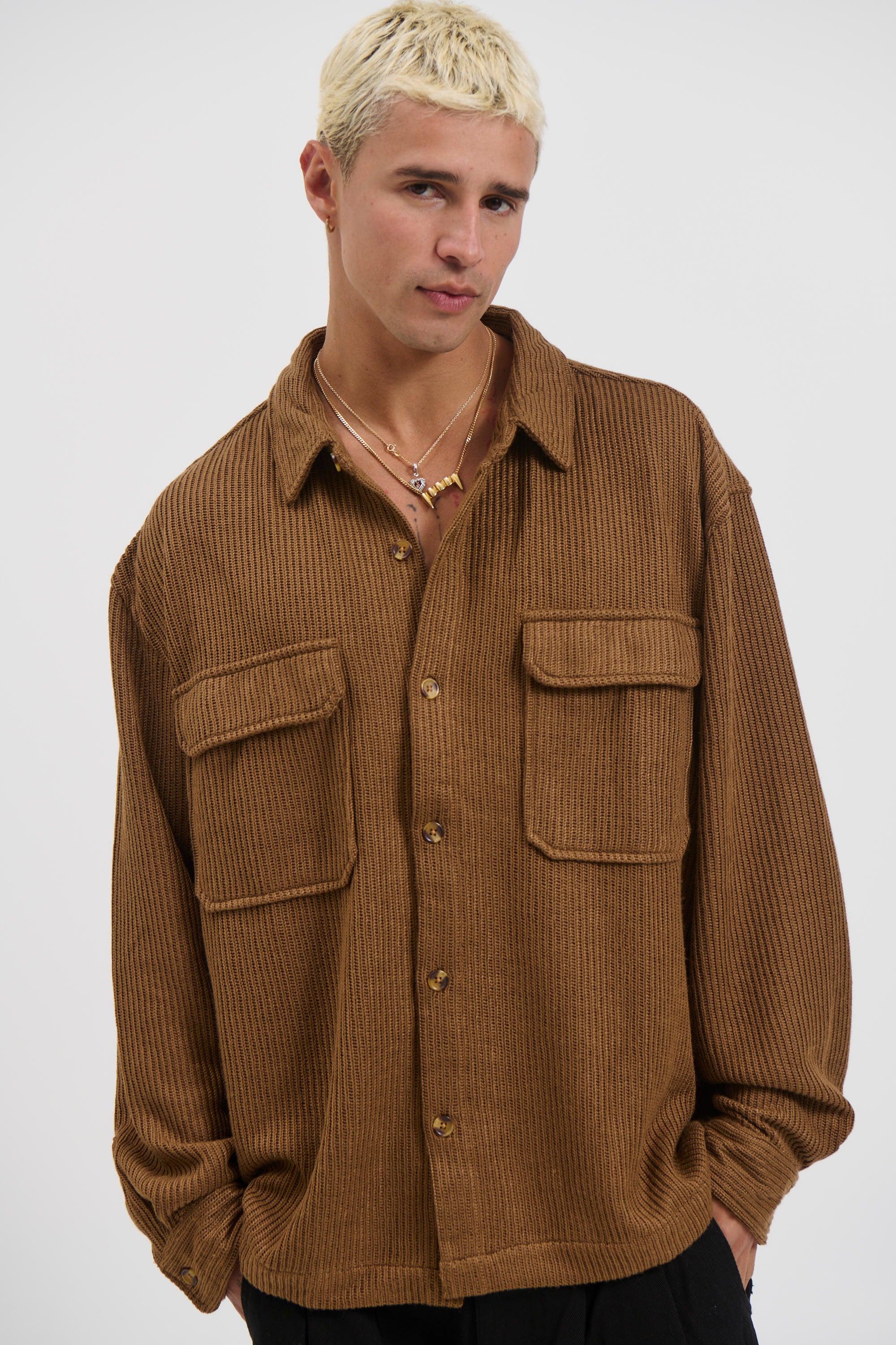 Dion Cord Overshirt Choc