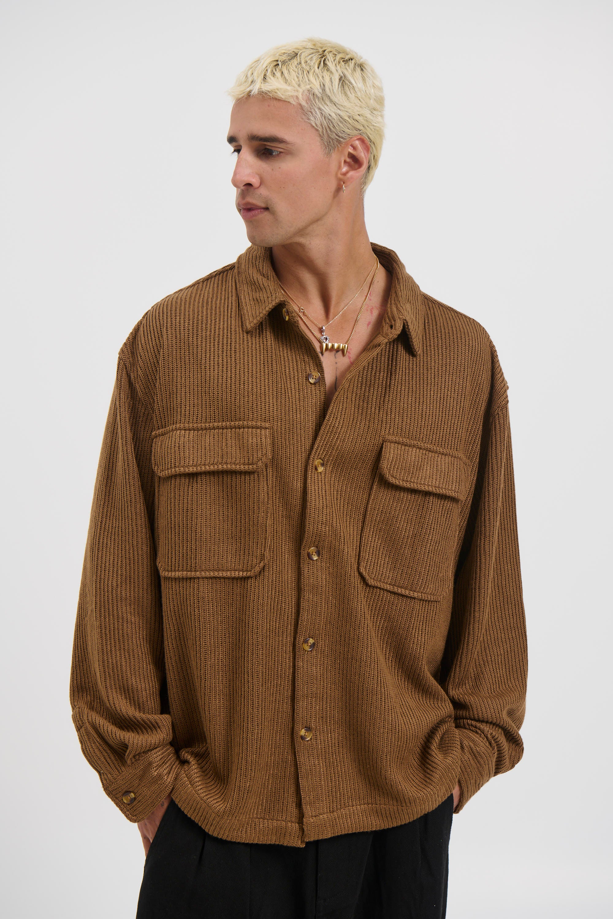 Dion Cord Overshirt Choc