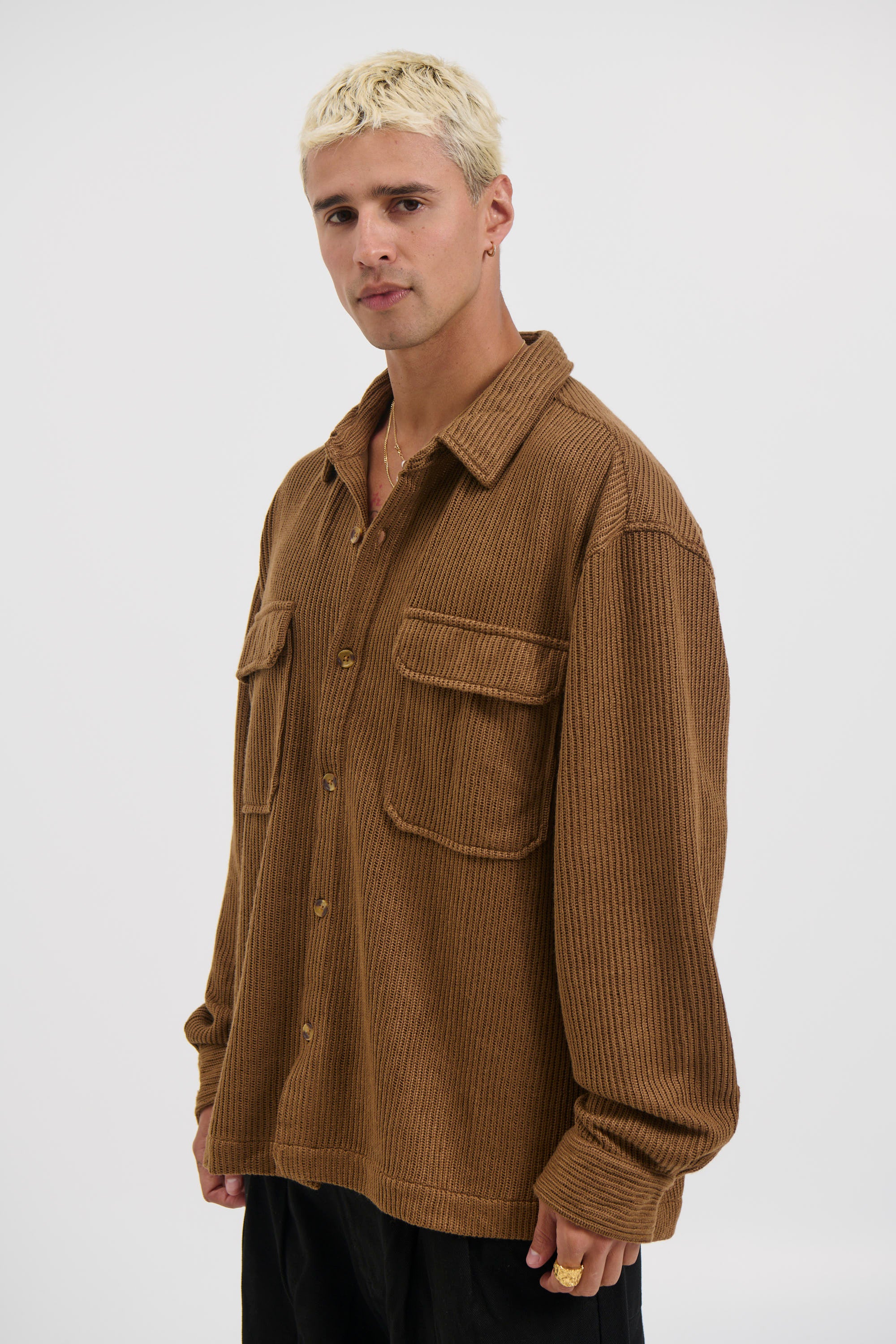 Dion Cord Overshirt Choc