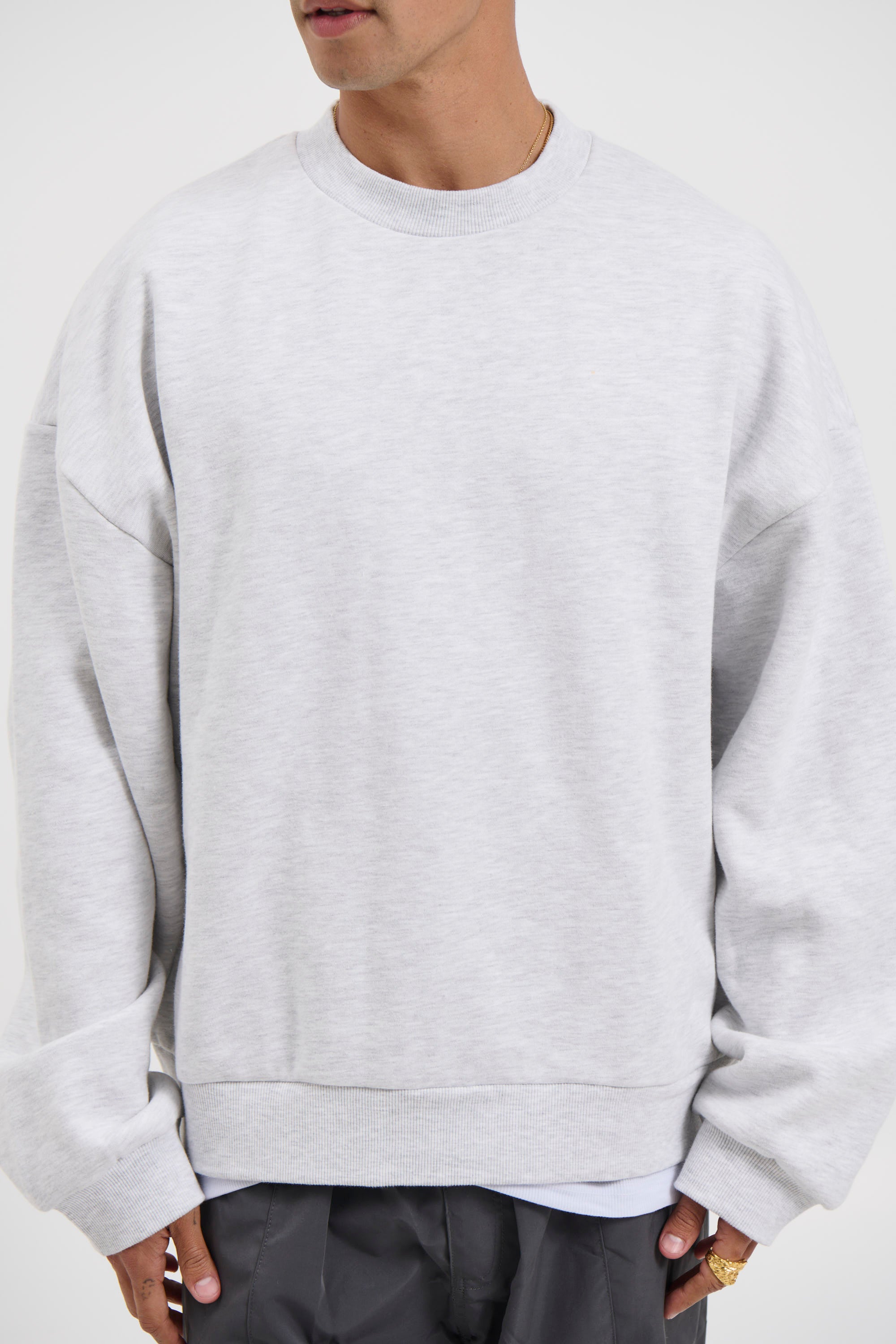 Francis Drop Sleeve Sweater Grey Marle