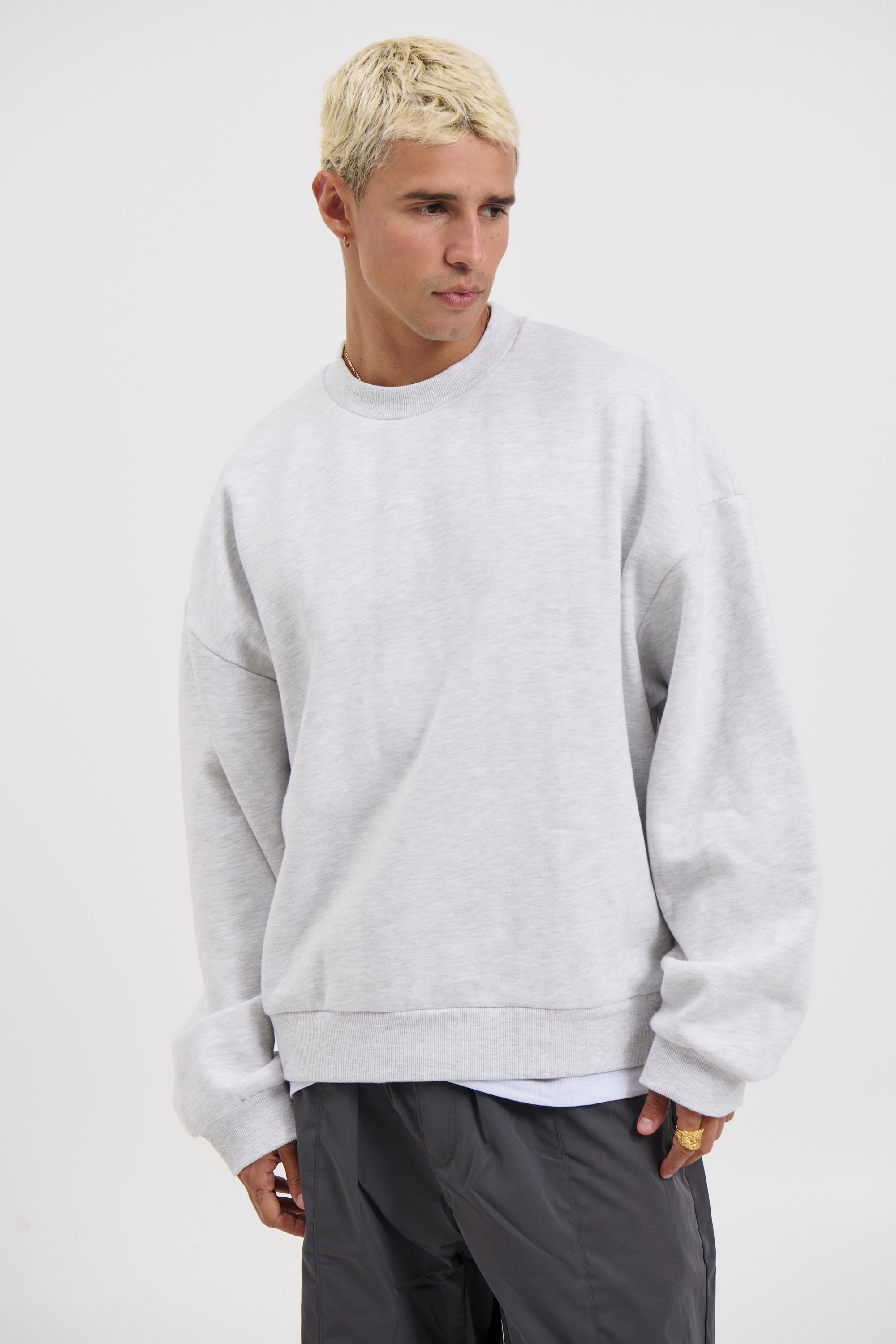 Francis Drop Sleeve Sweater Grey Marle