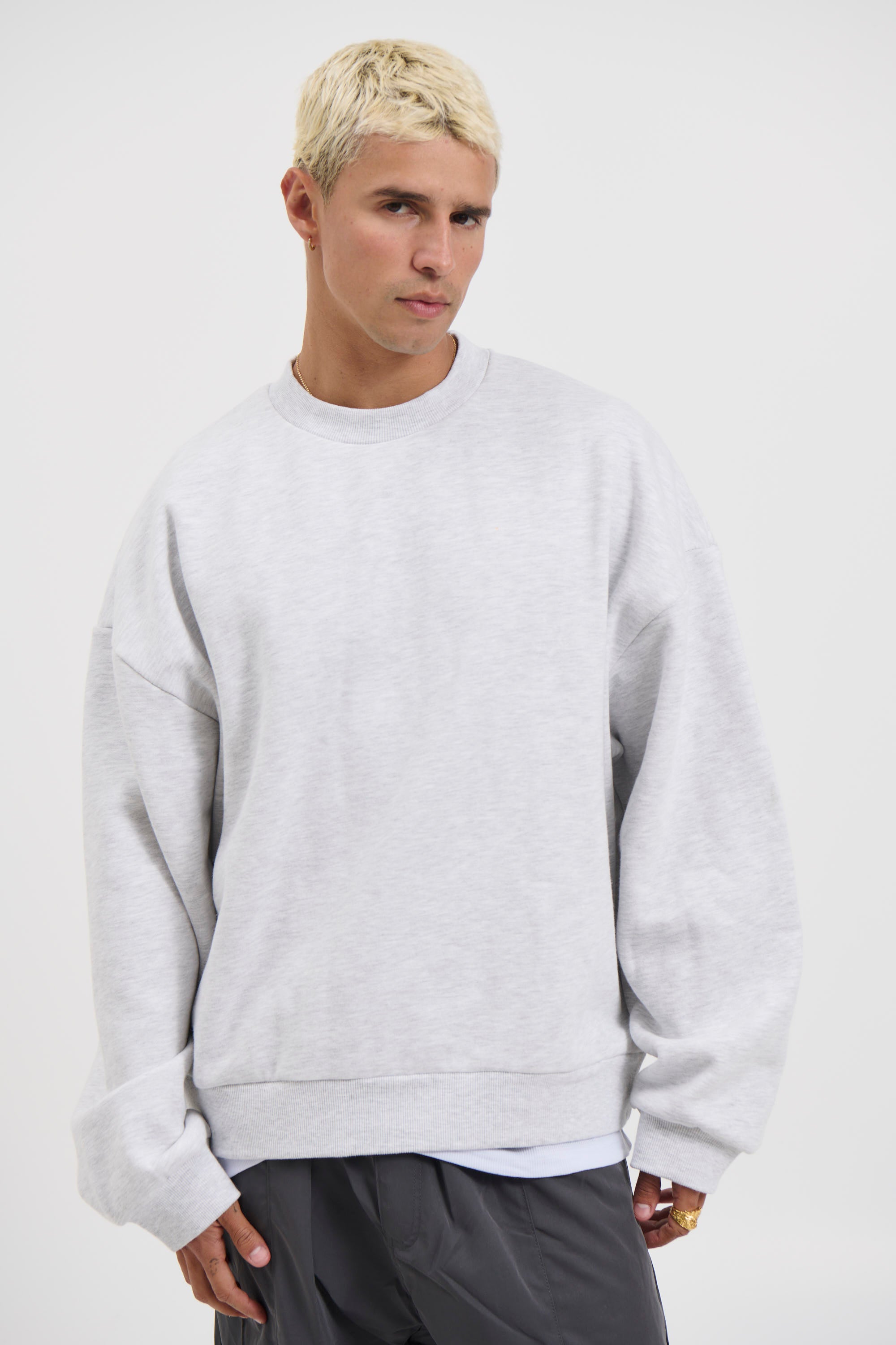 Francis Drop Sleeve Sweater Grey Marle