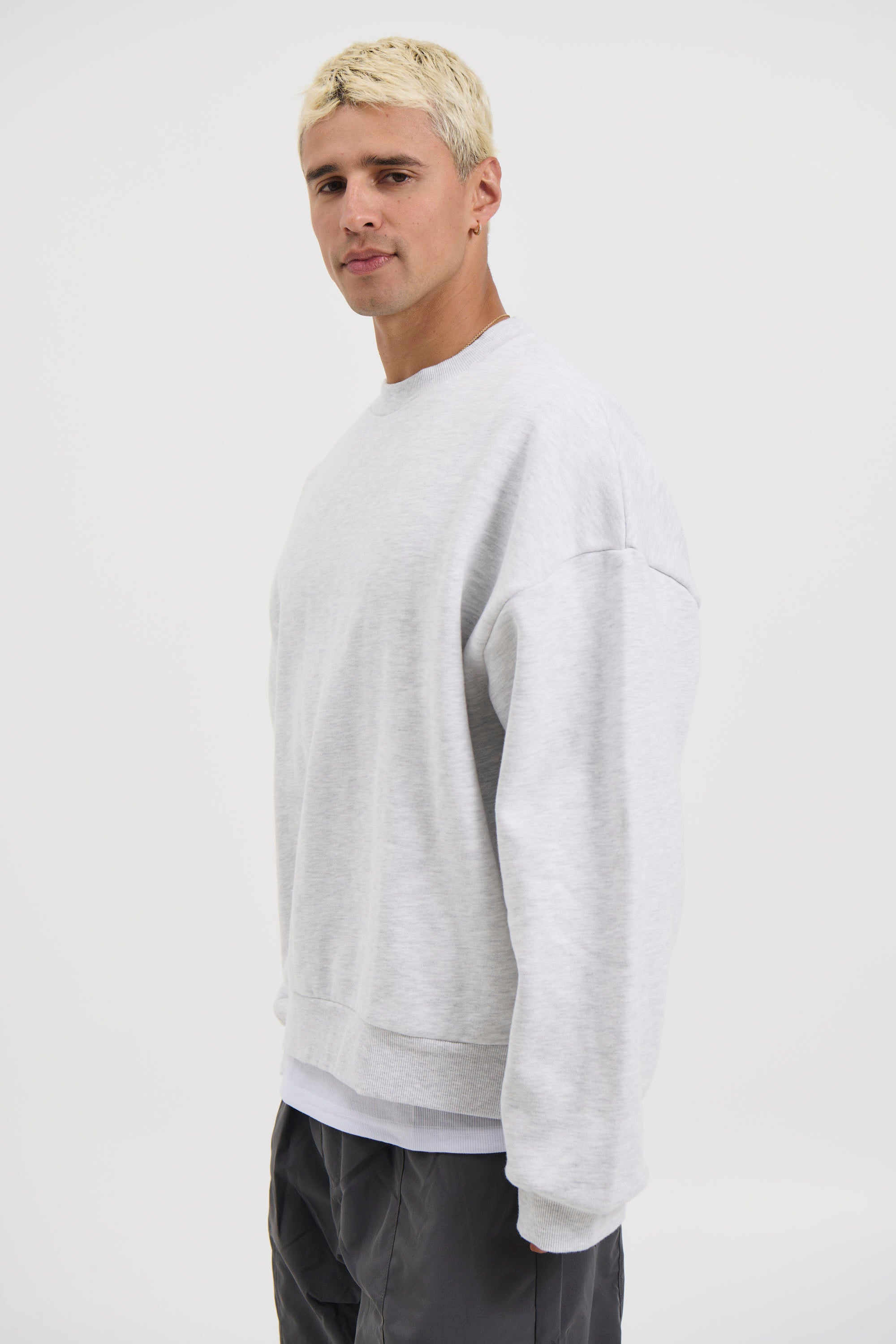 Francis Drop Sleeve Sweater Grey Marle
