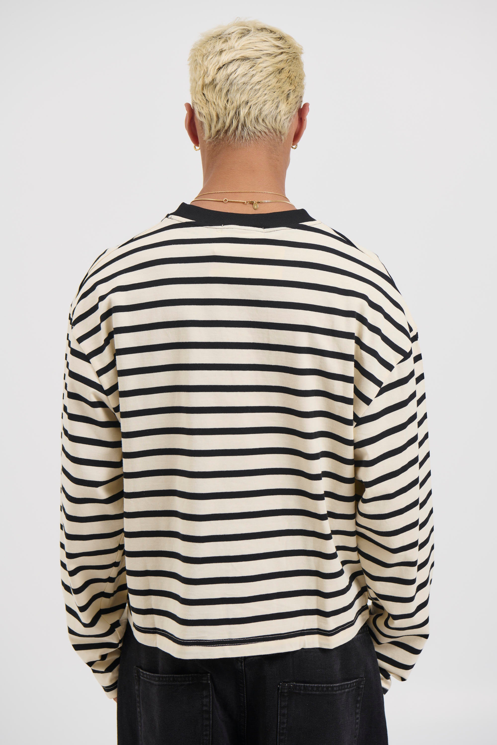 Cropped Long Sleeve Black Stripe