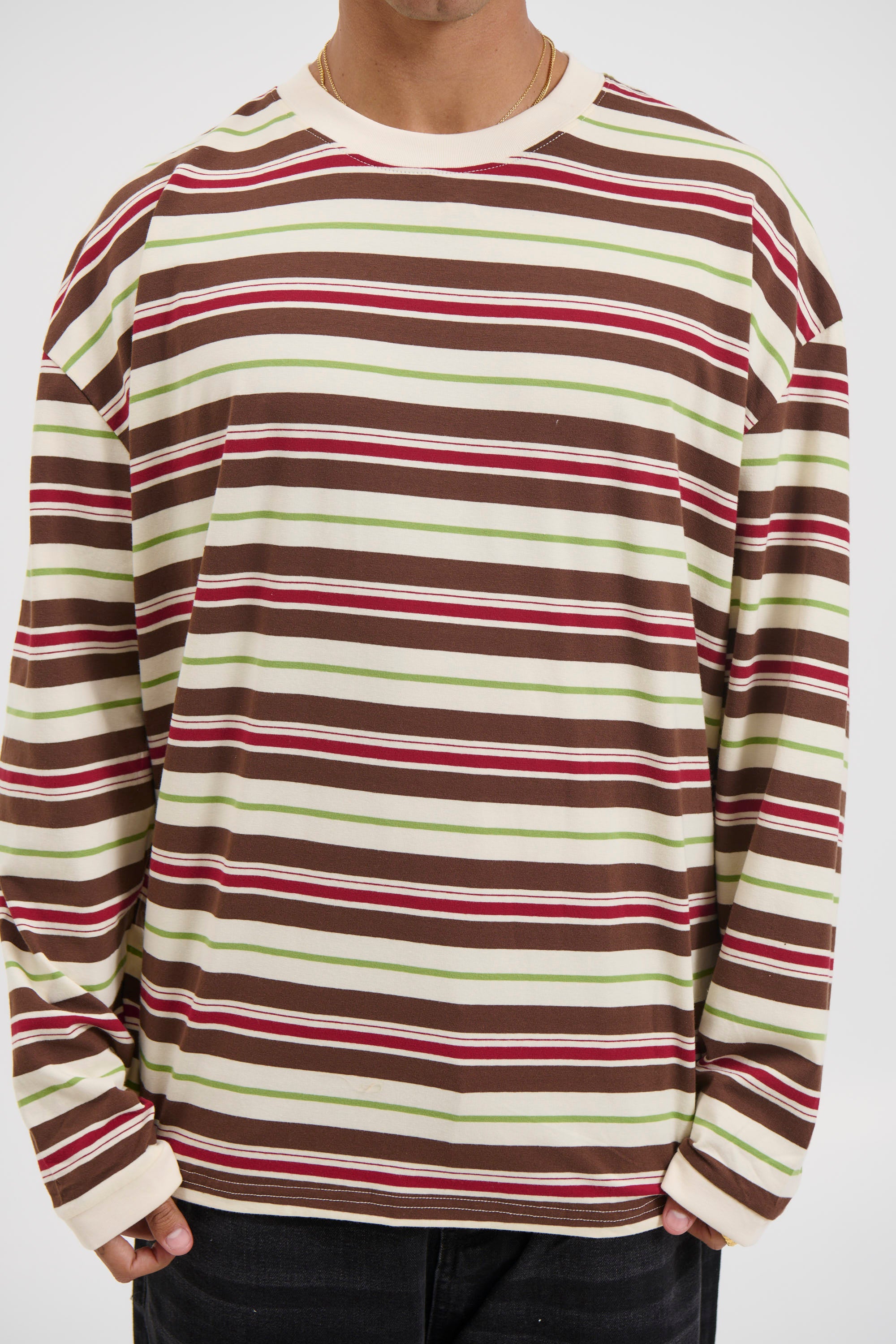 Tim Stripe Long Sleeve Choc