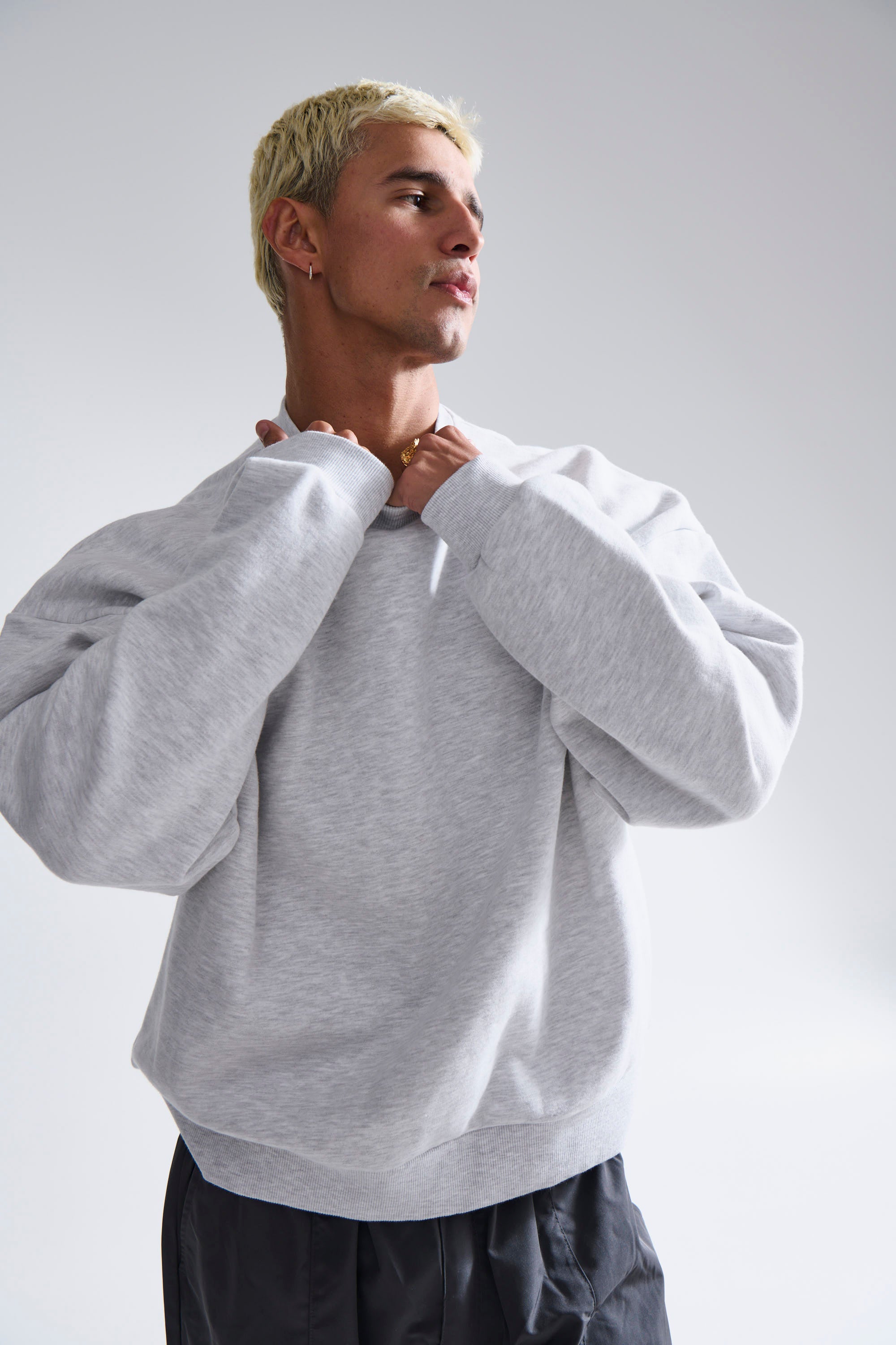 Francis Drop Sleeve Sweater Grey Marle