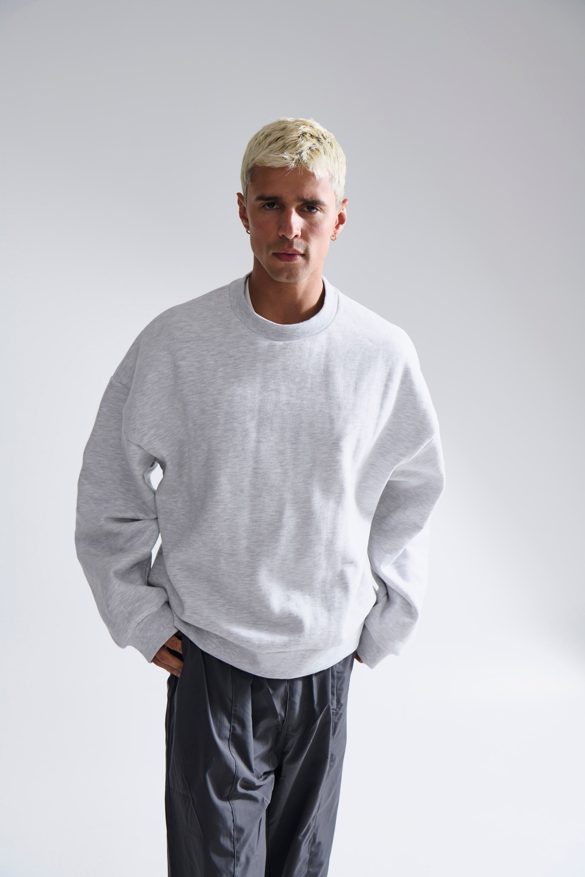 Francis Drop Sleeve Sweater Grey Marle