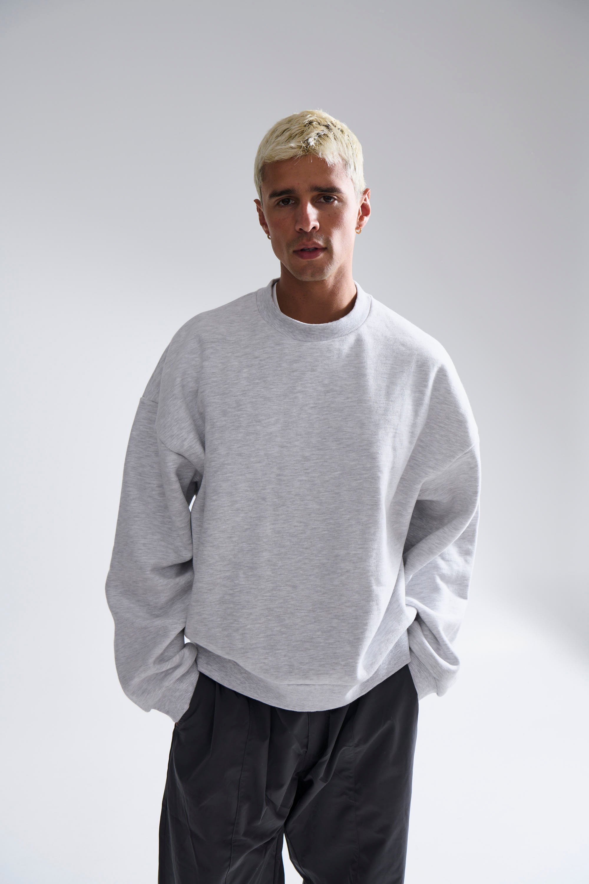 Francis Drop Sleeve Sweater Grey Marle