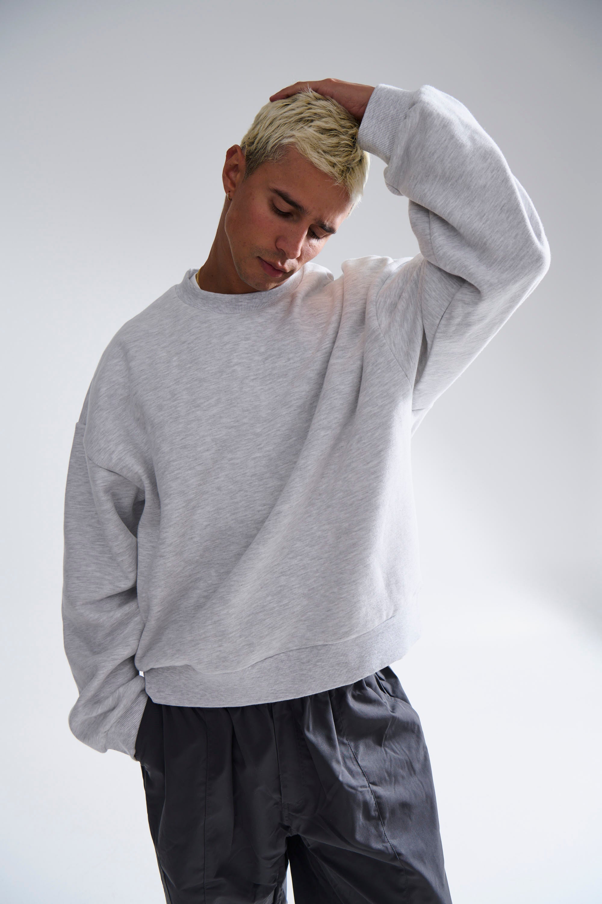 Francis Drop Sleeve Sweater Grey Marle