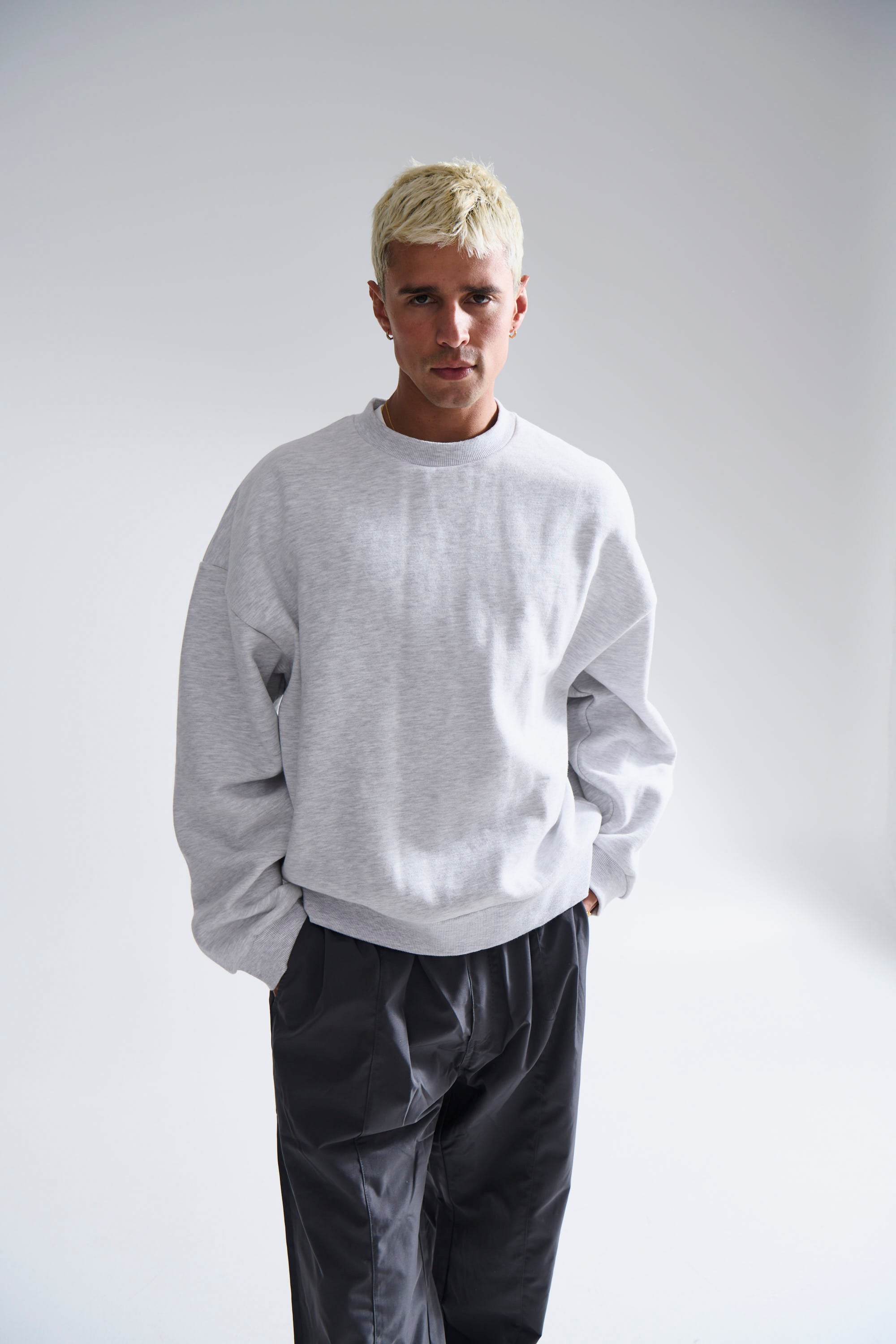 Francis Drop Sleeve Sweater Grey Marle
