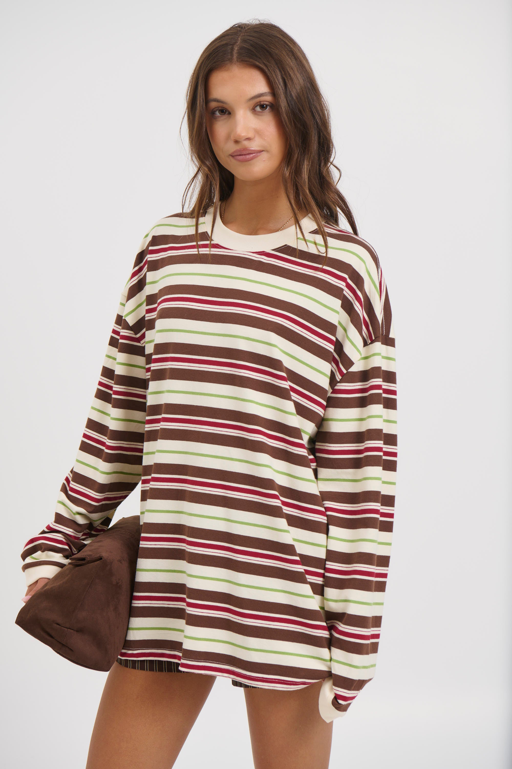 Unisex Tim Stripe Long Sleeve Choc