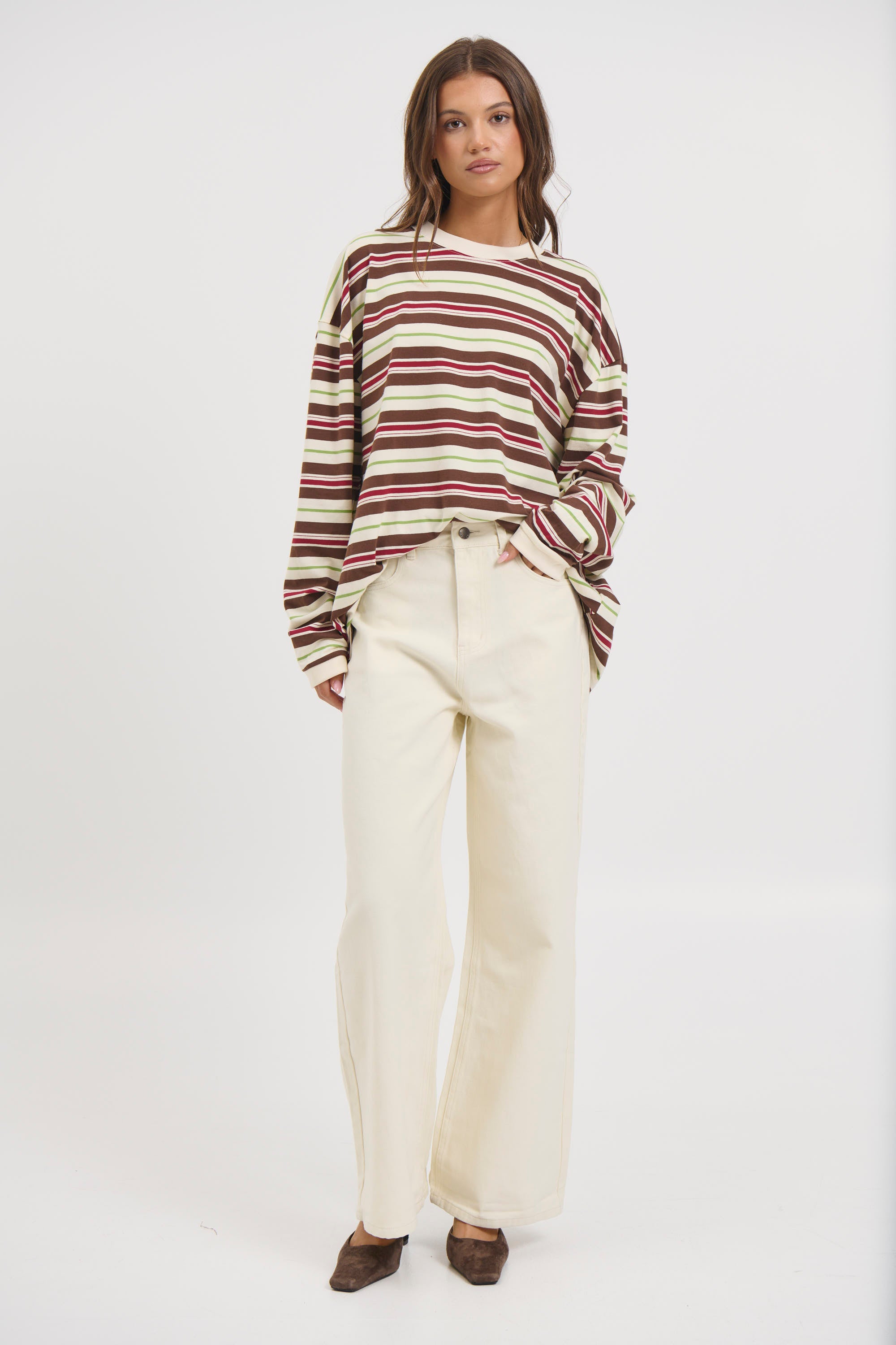 Unisex Tim Stripe Long Sleeve Choc