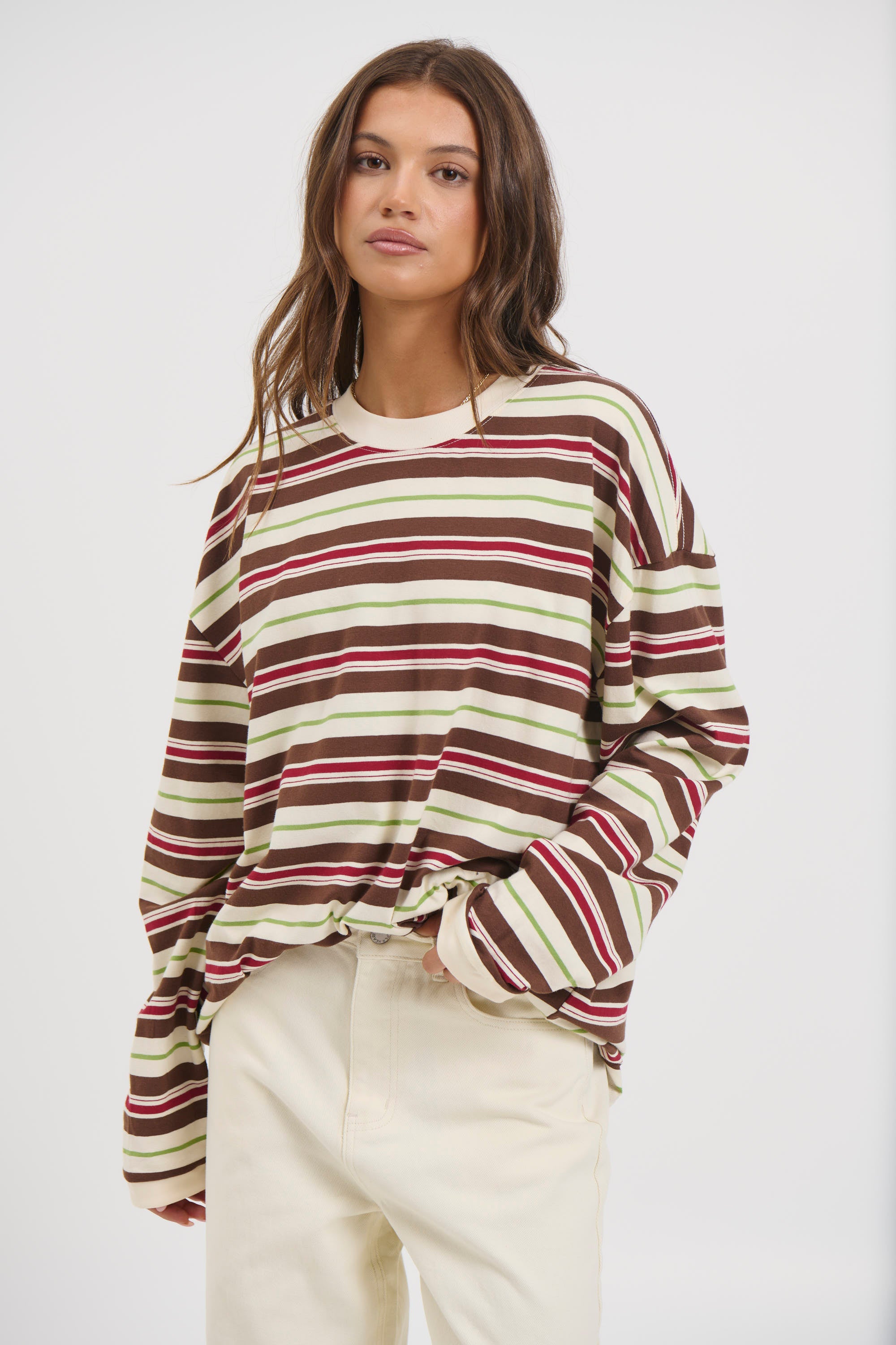 Unisex Tim Stripe Long Sleeve Choc