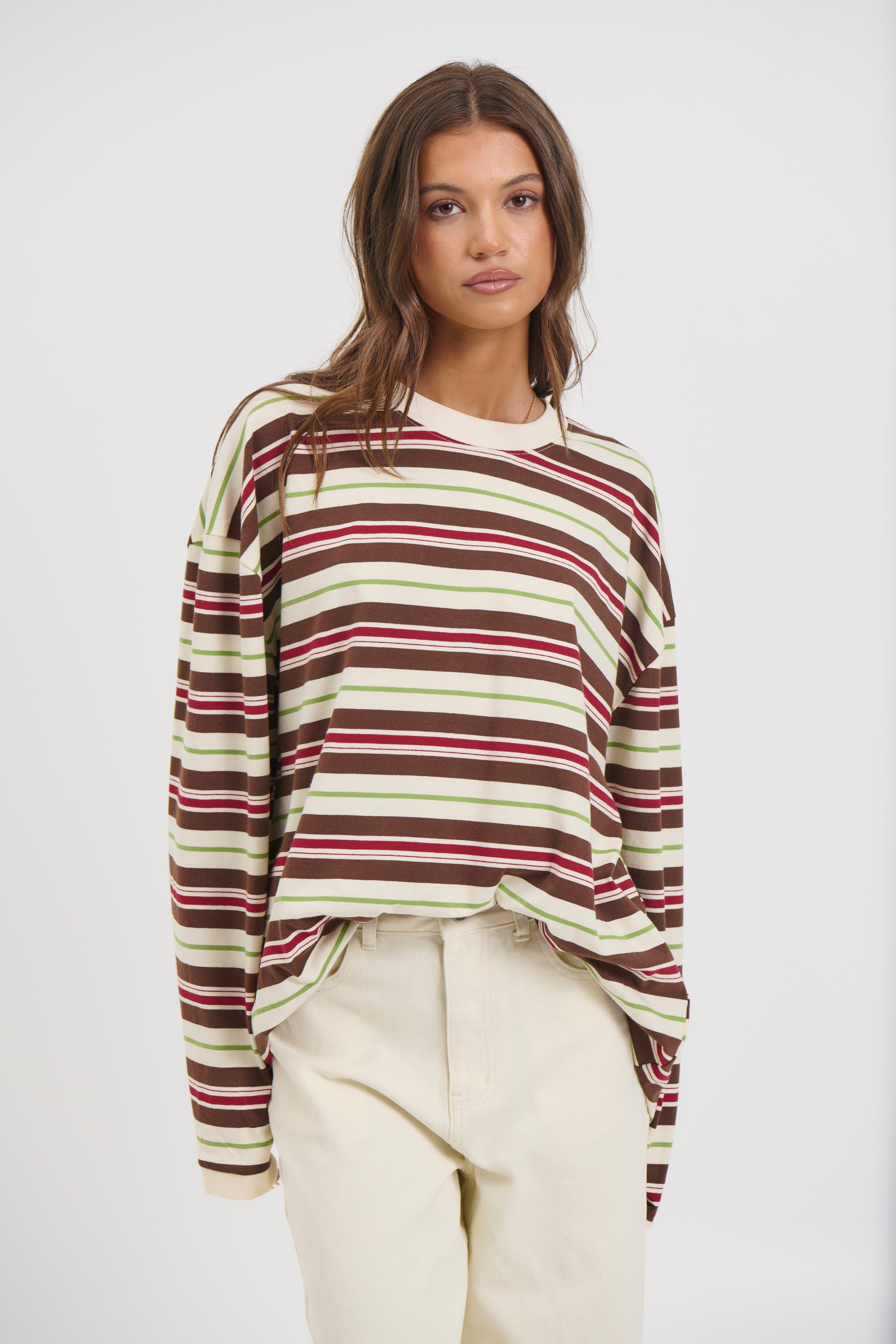 Unisex Tim Stripe Long Sleeve Choc