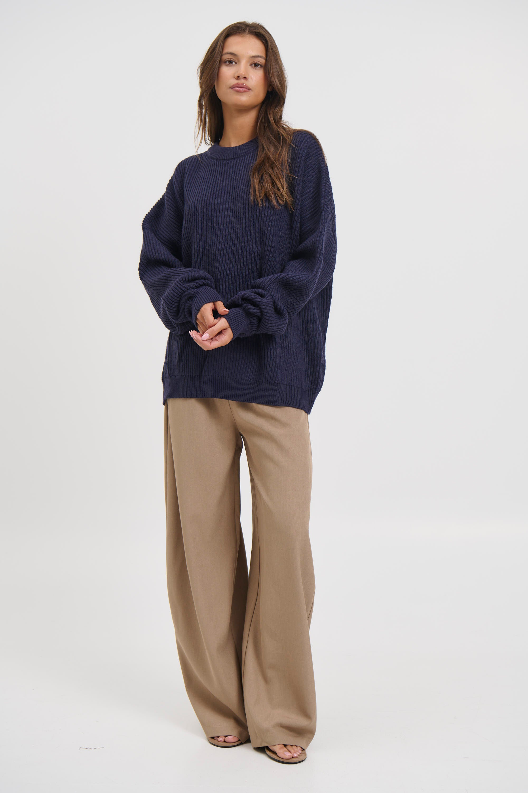 Unisex Drop Sleeve Heavy Knit Navy