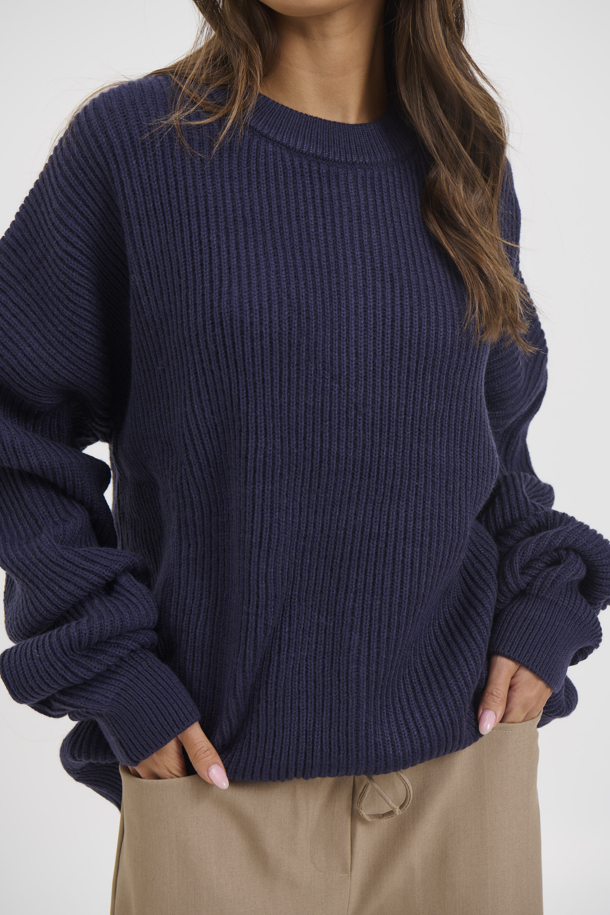 Unisex Drop Sleeve Heavy Knit Navy
