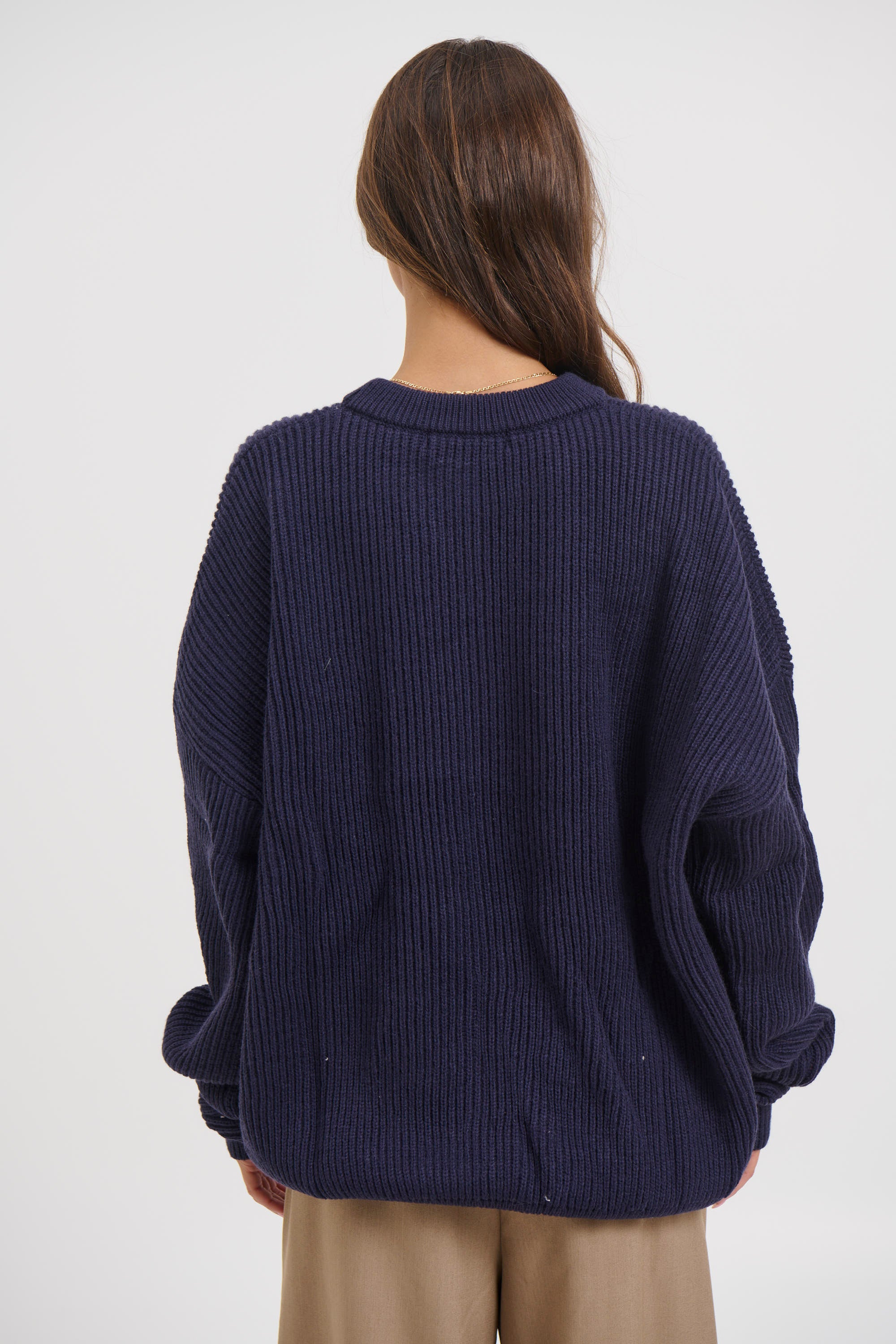 Unisex Drop Sleeve Heavy Knit Navy