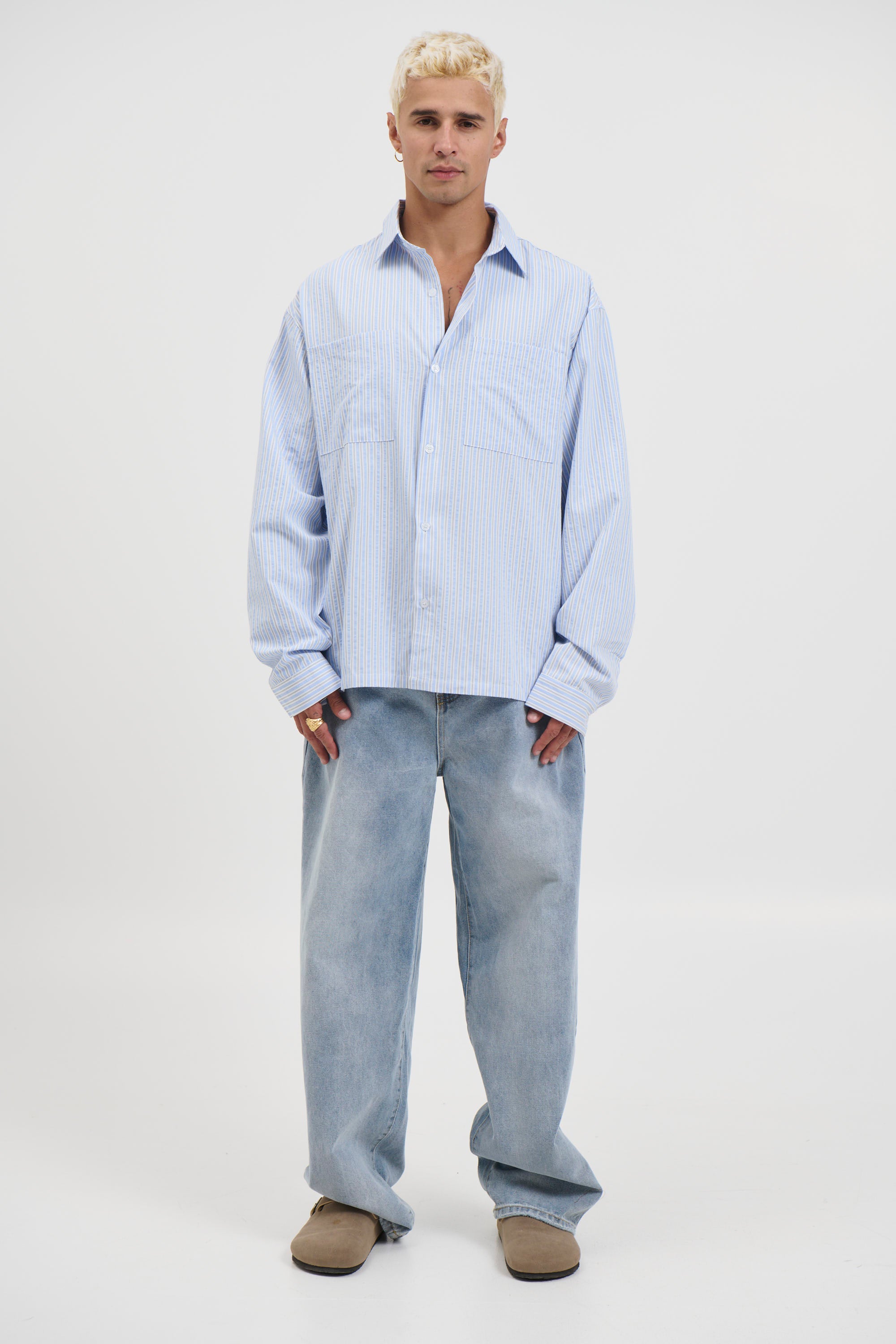 Miles Stripe Shirt Blue