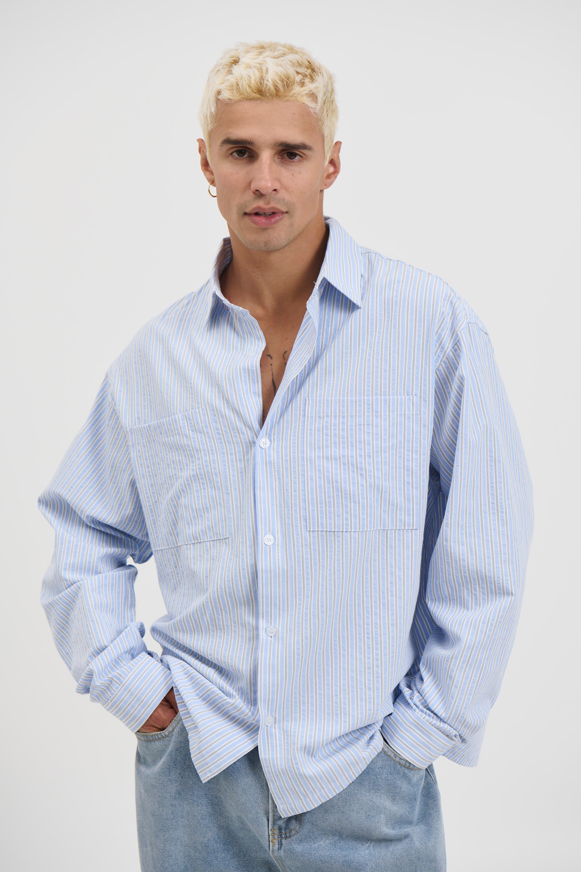 Miles Stripe Shirt Blue