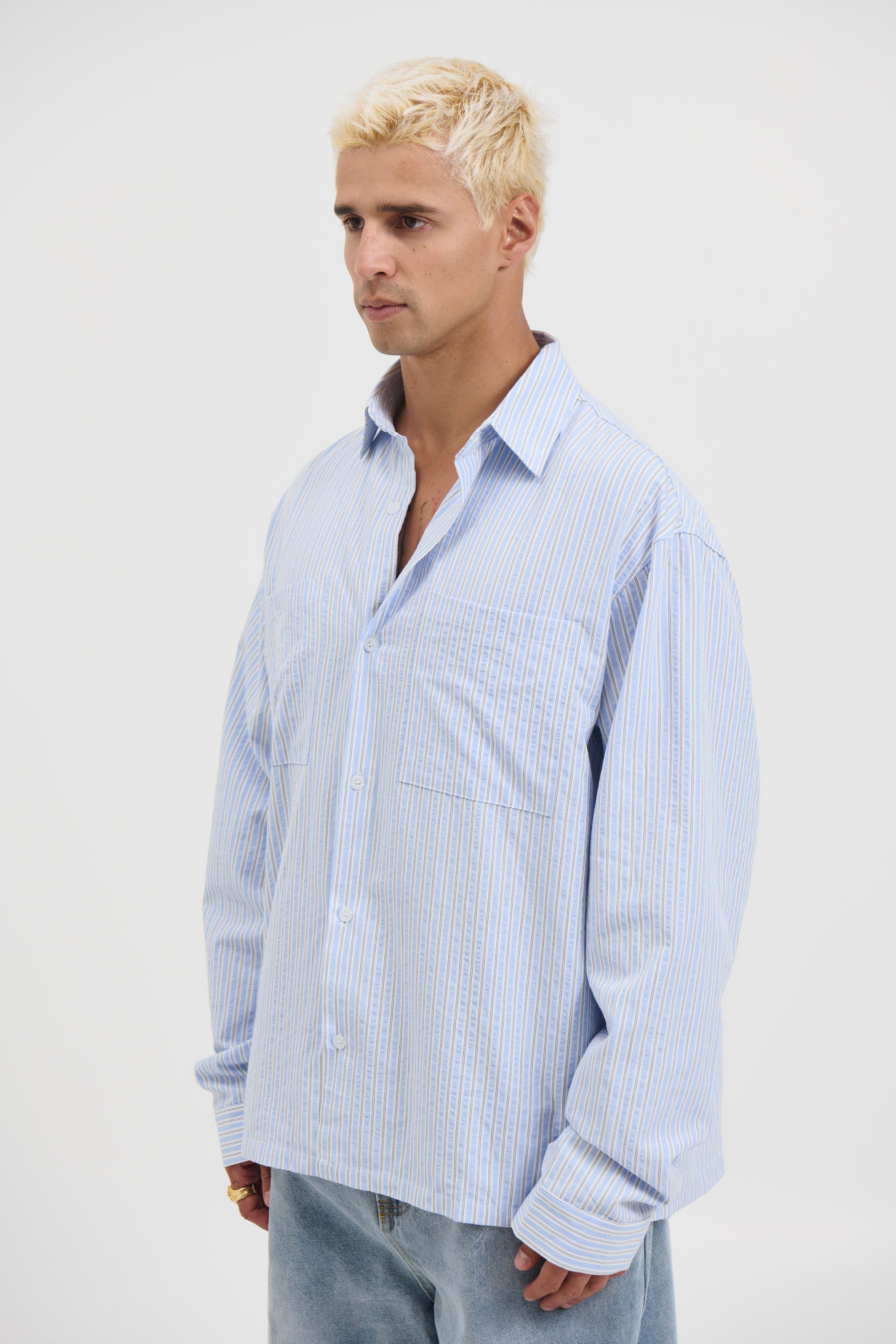 Miles Stripe Shirt Blue