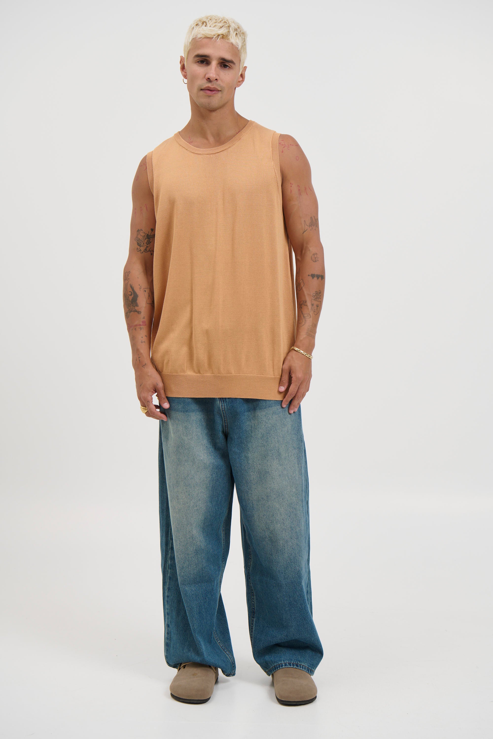 Knitted Crew Tank Rust