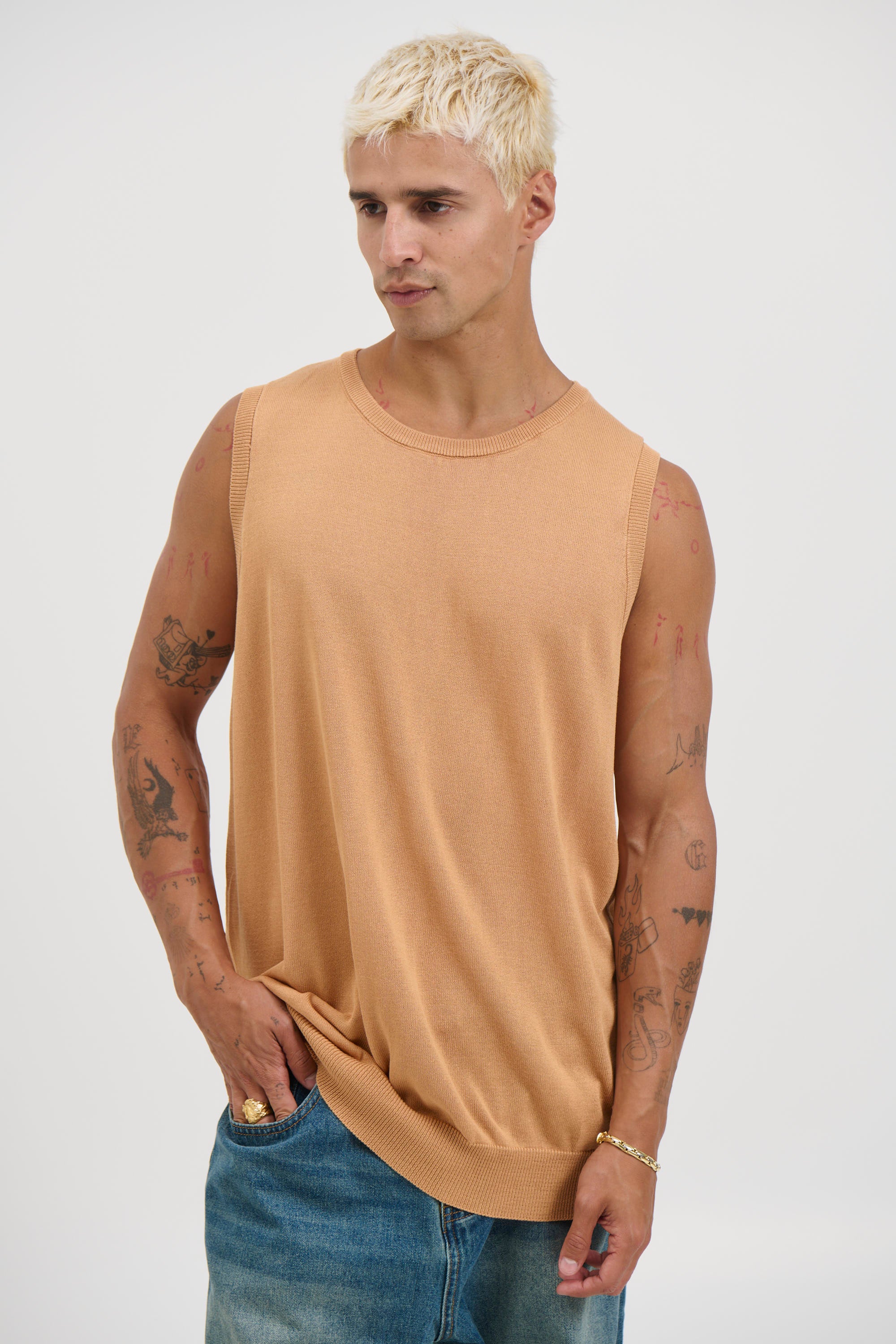Knitted Crew Tank Rust