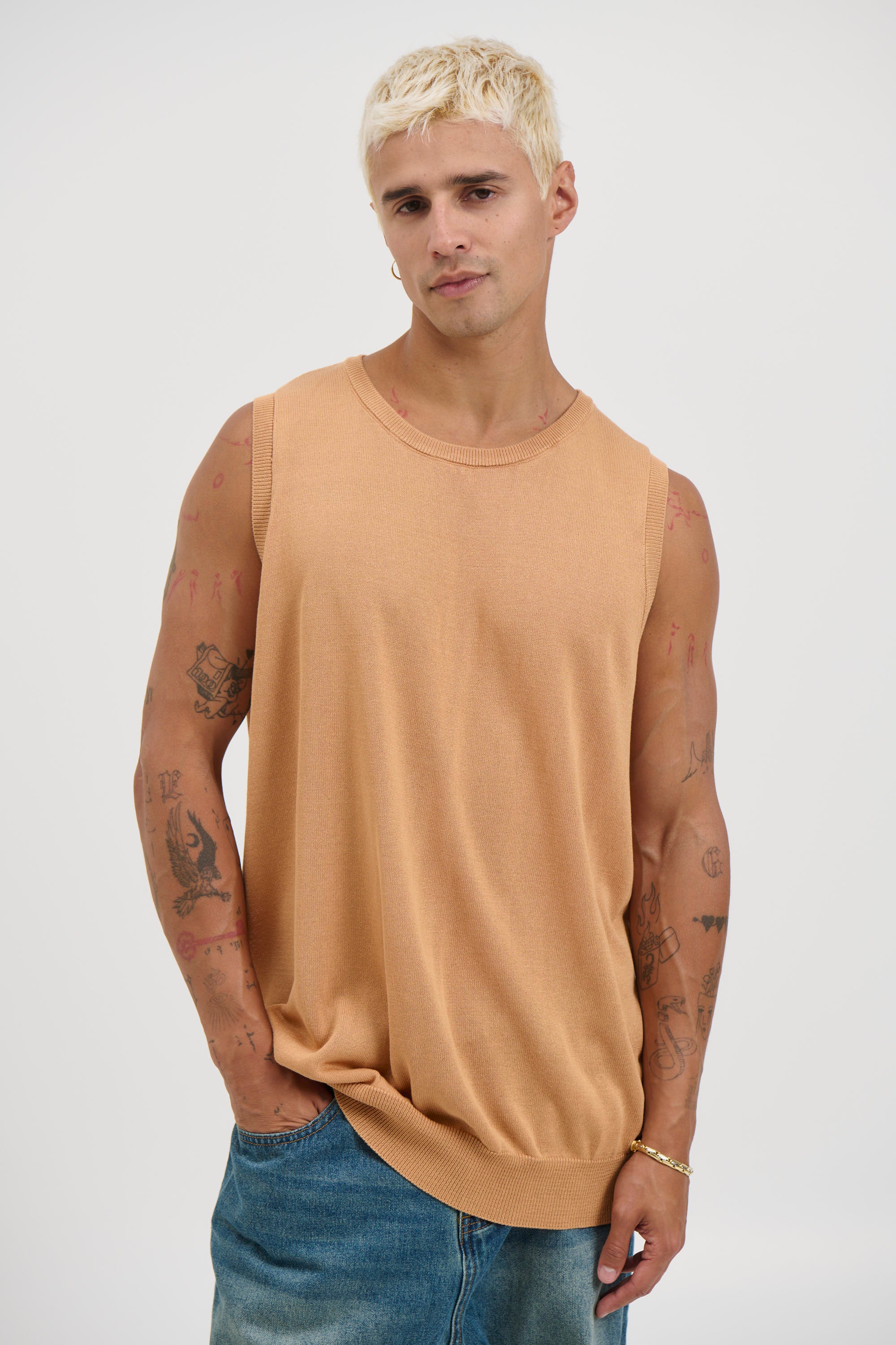 Knitted Crew Tank Rust