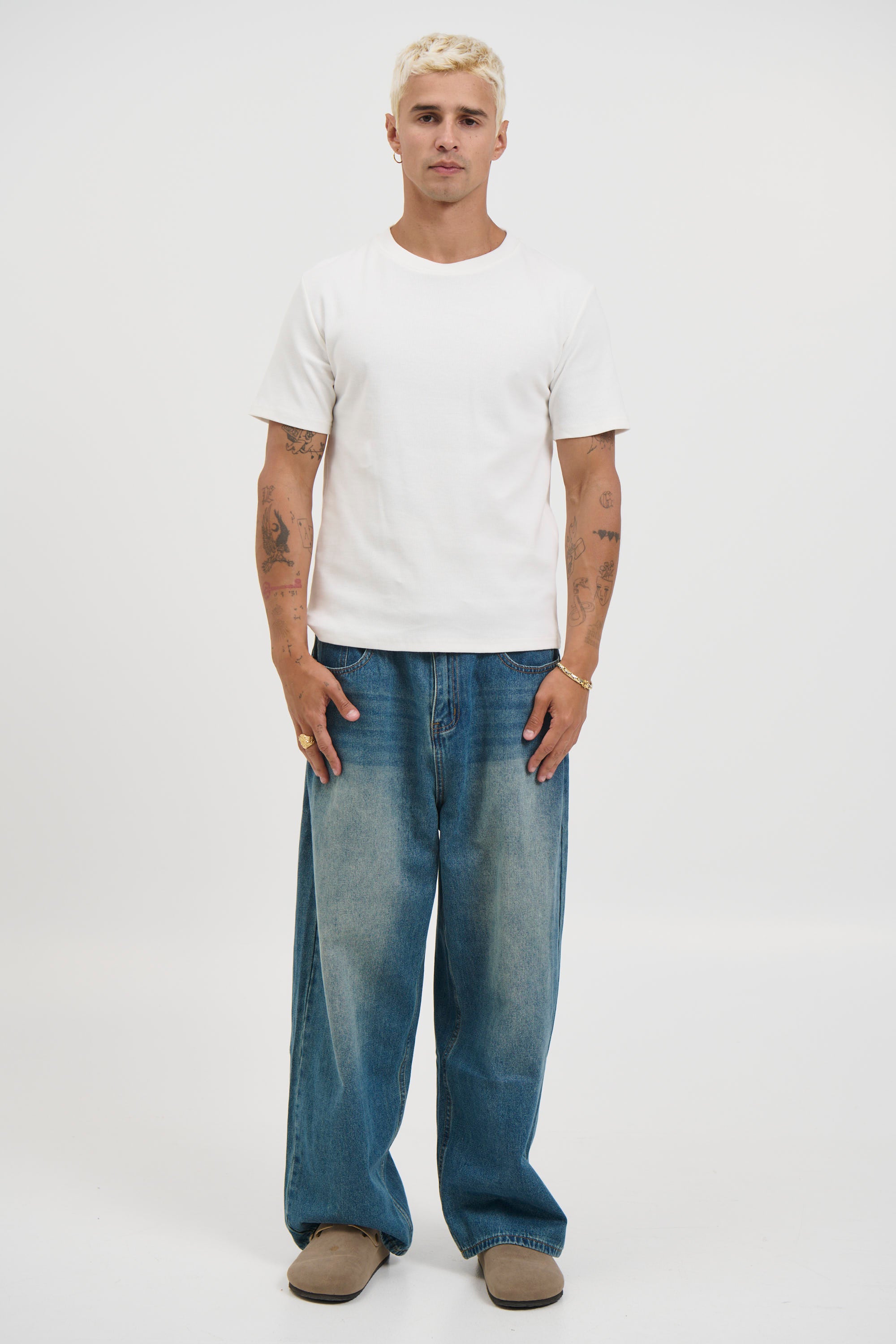 Fitted Ribbed Tee White