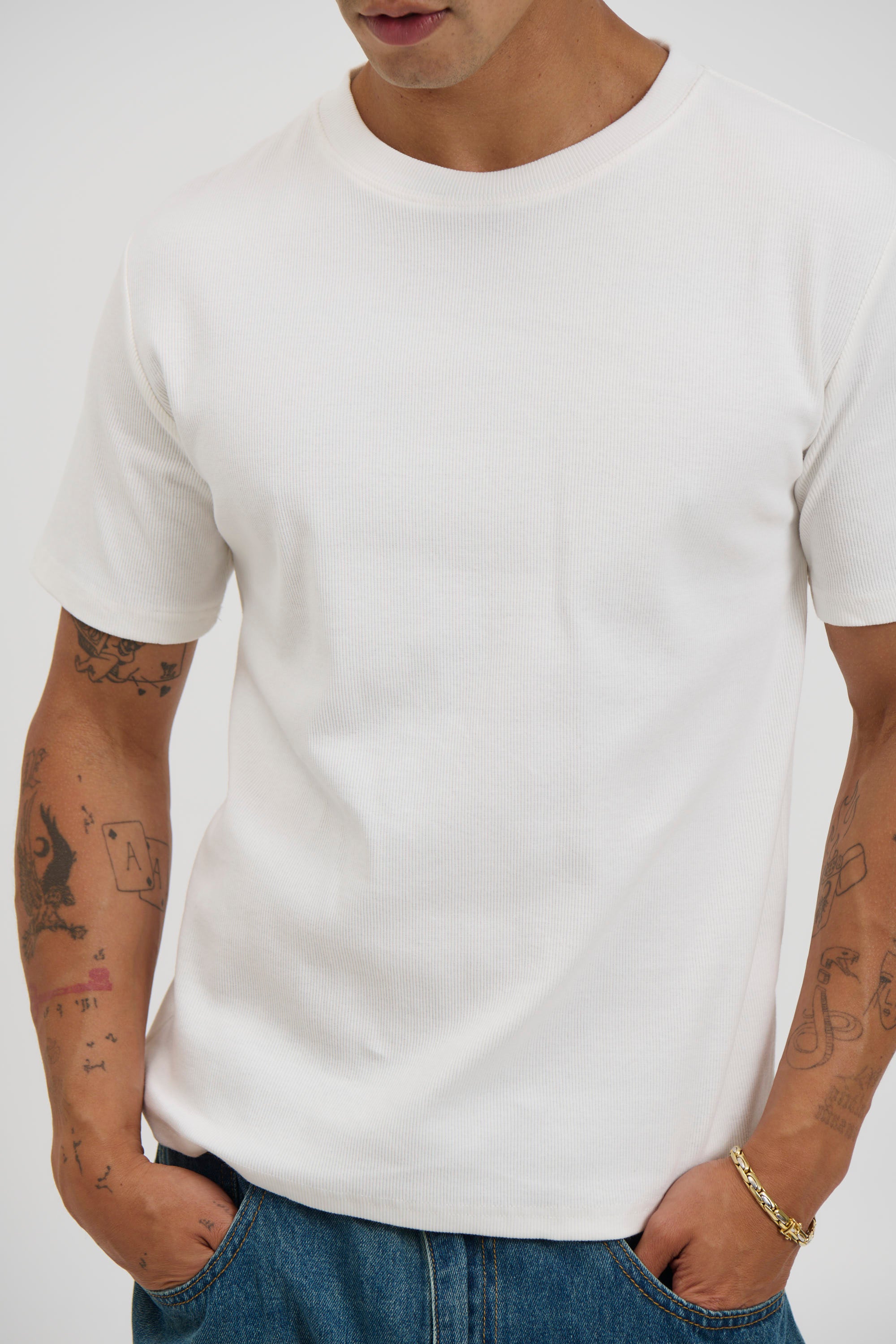 Fitted Ribbed Tee White