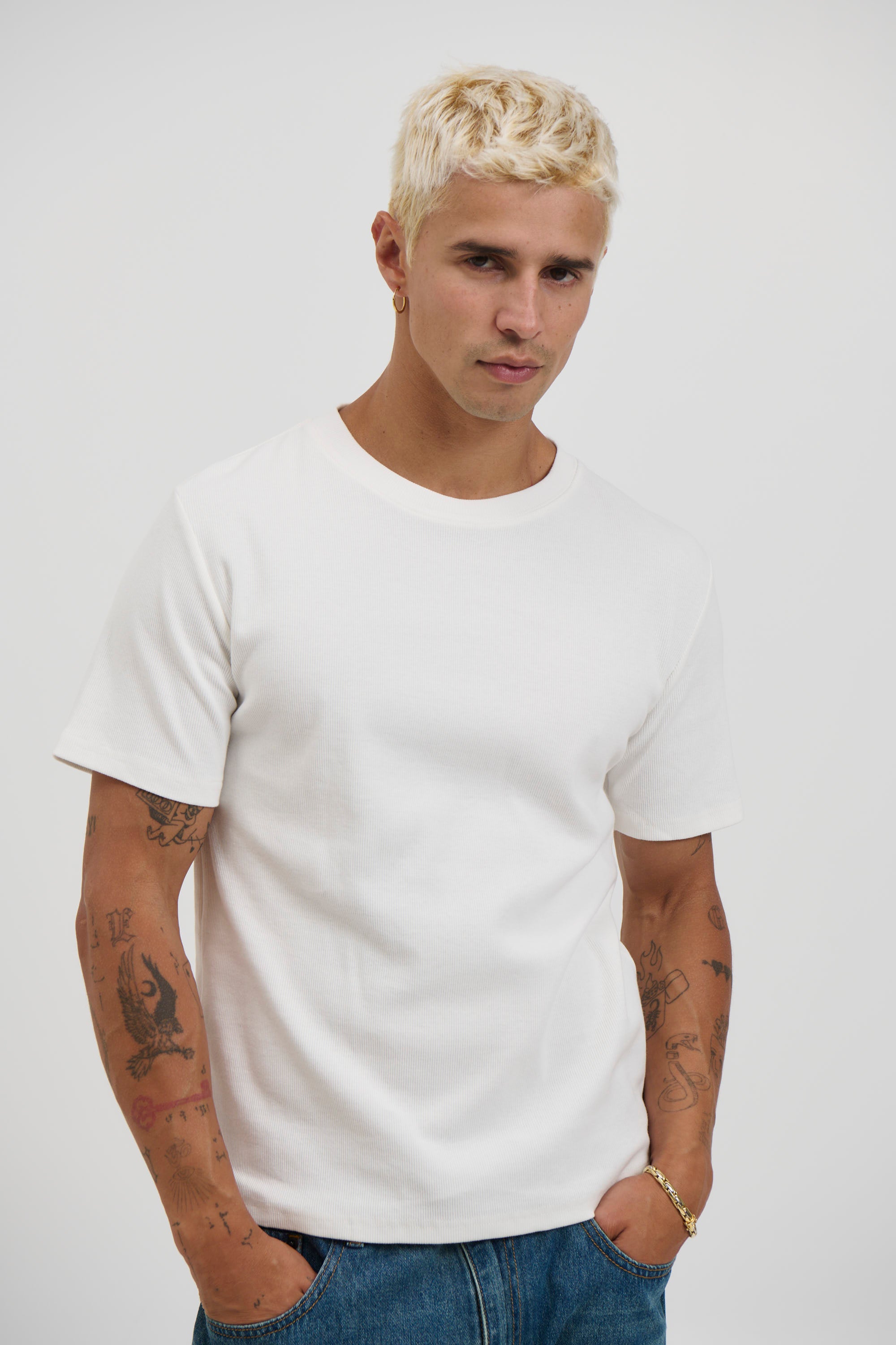 Fitted Ribbed Tee White