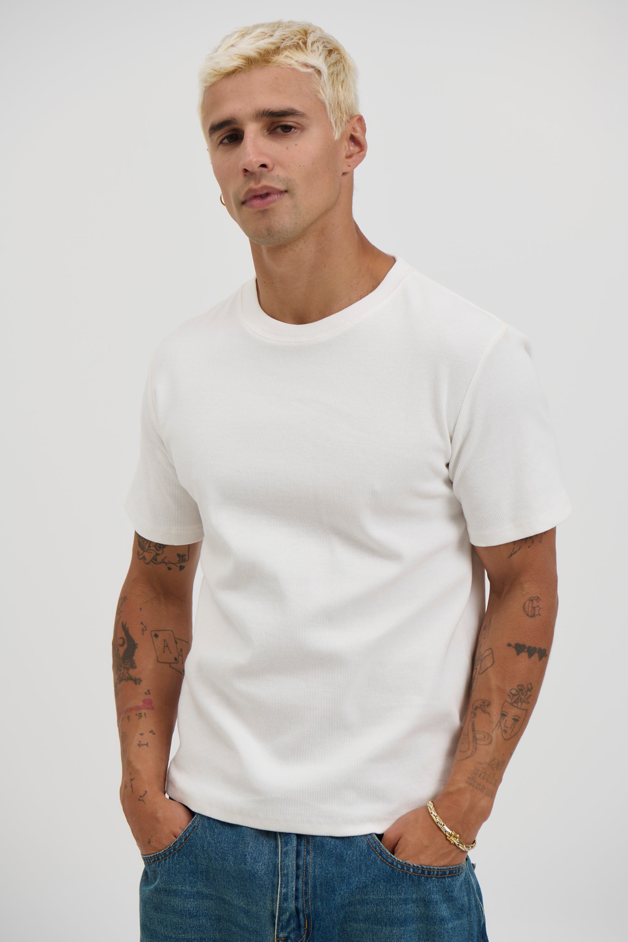 Fitted Ribbed Tee White