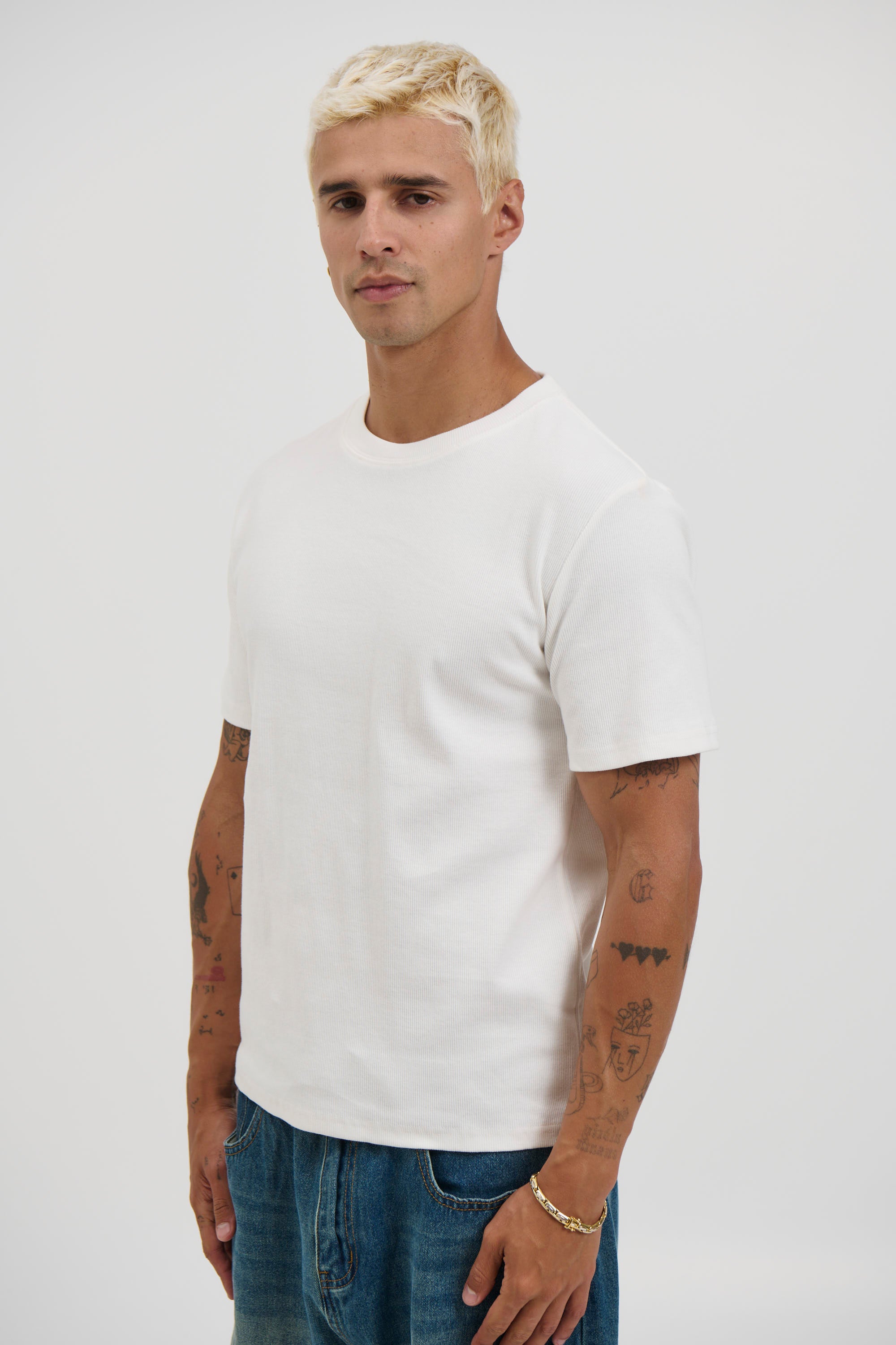 Fitted Ribbed Tee White