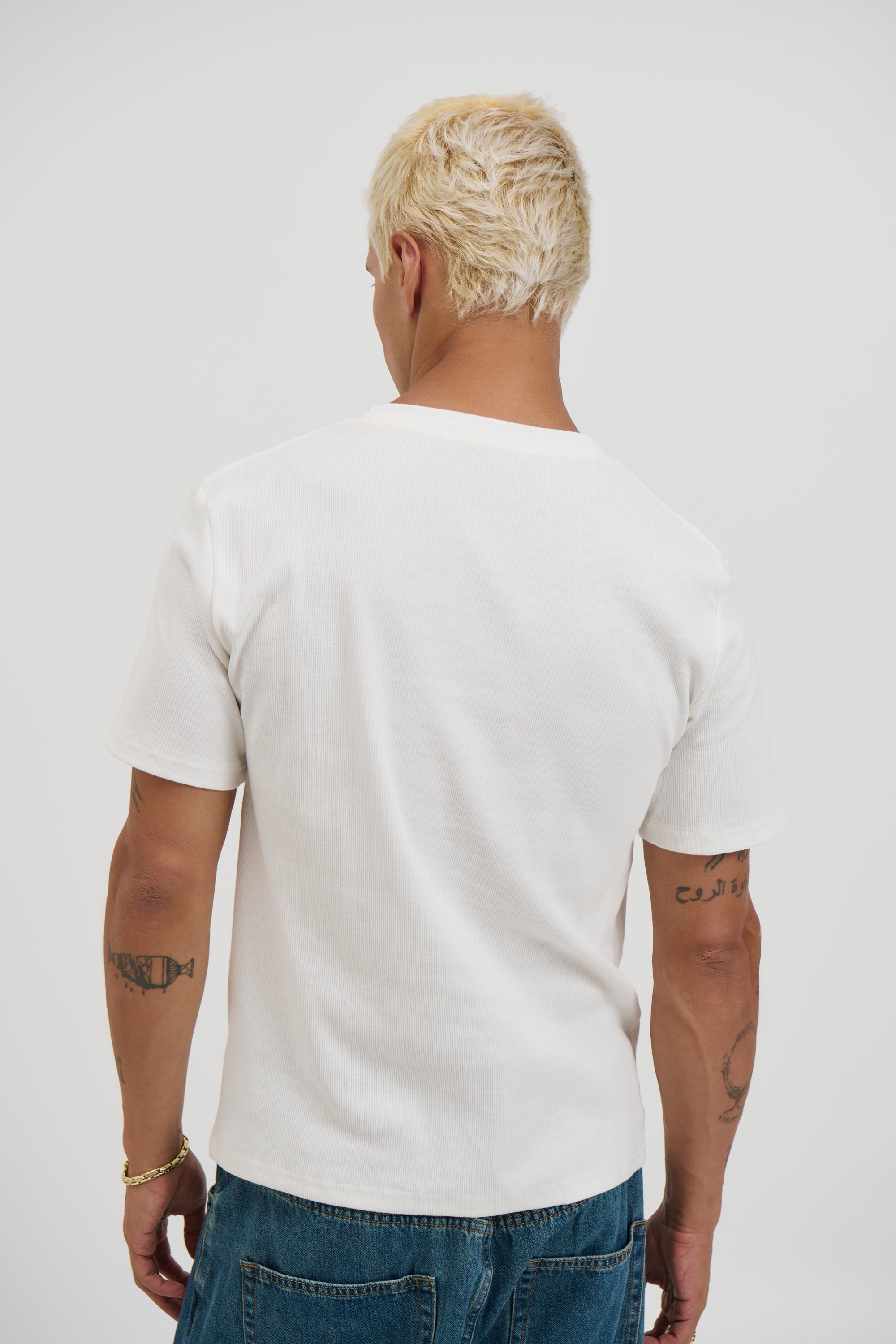 Fitted Ribbed Tee White