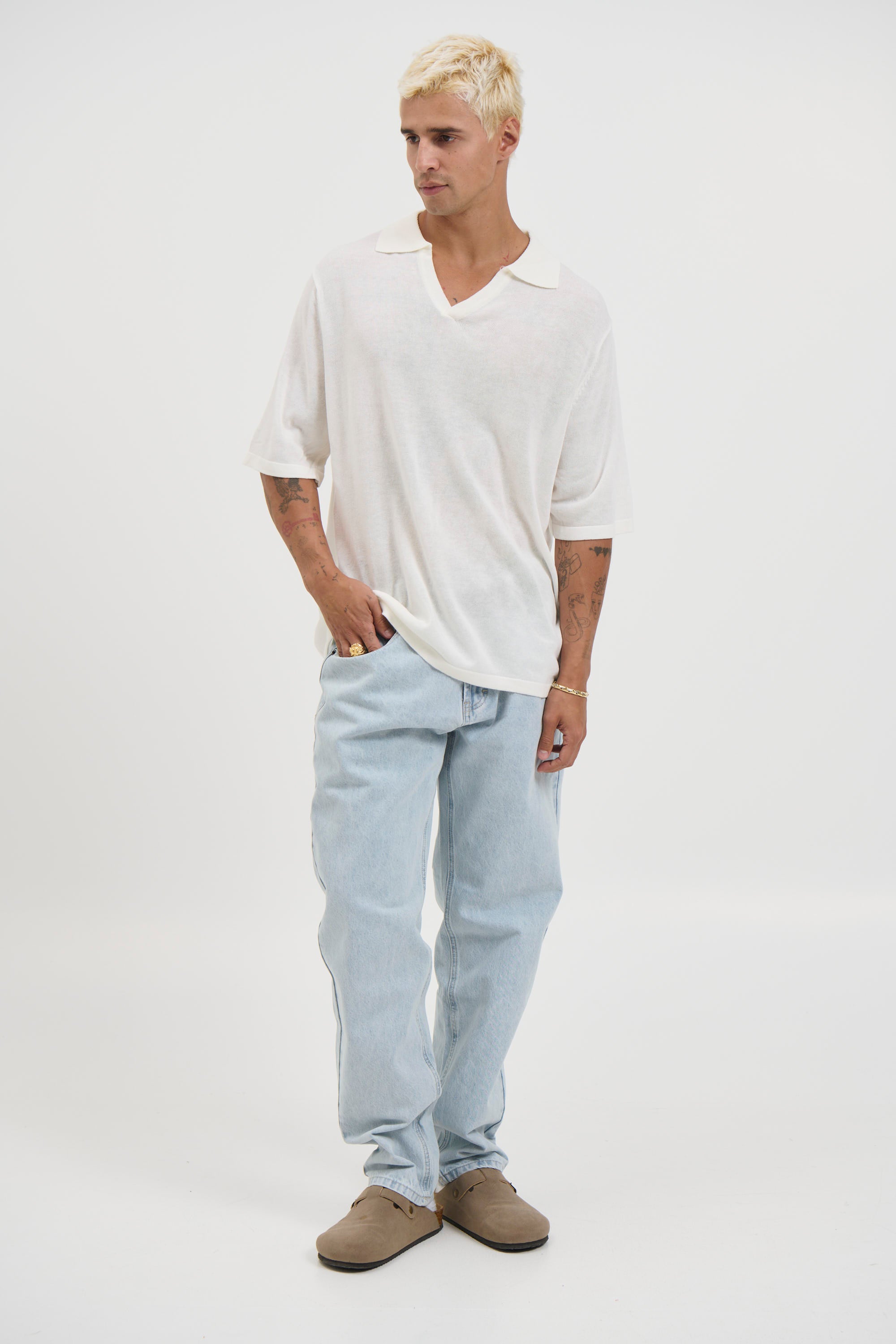 Open Neck Soft Polo White
