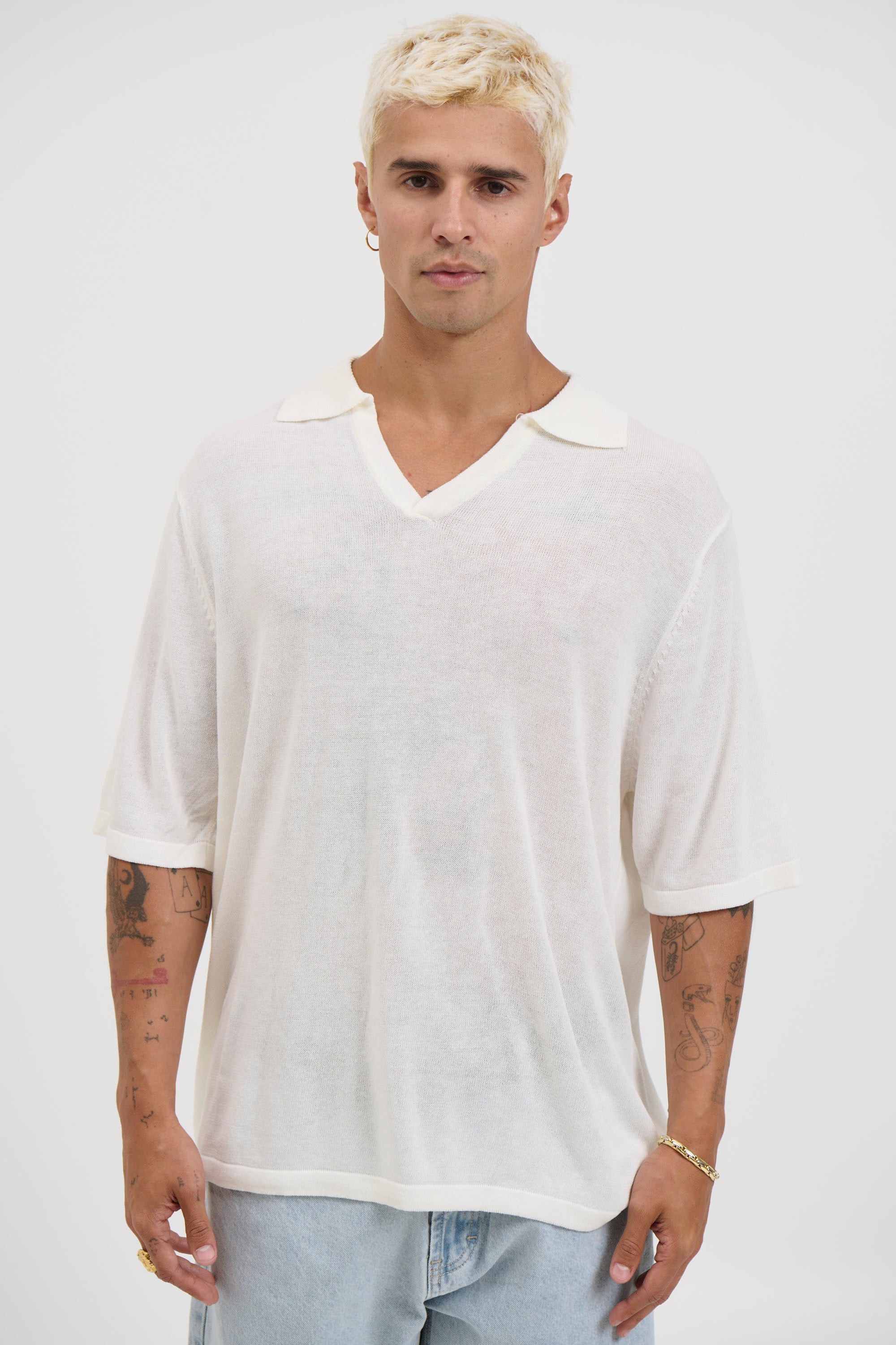 Open Neck Soft Polo White