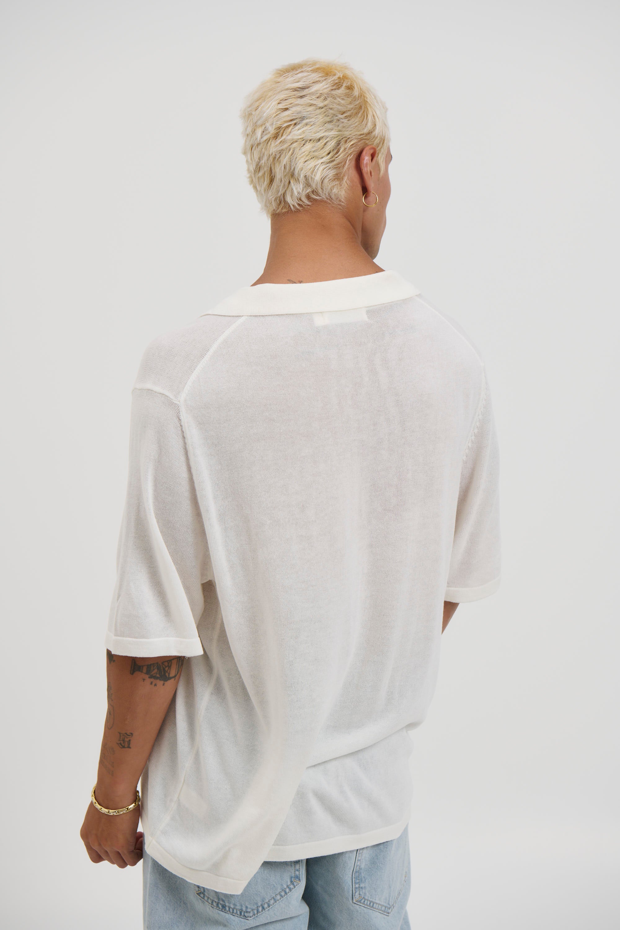 Open Neck Soft Polo White