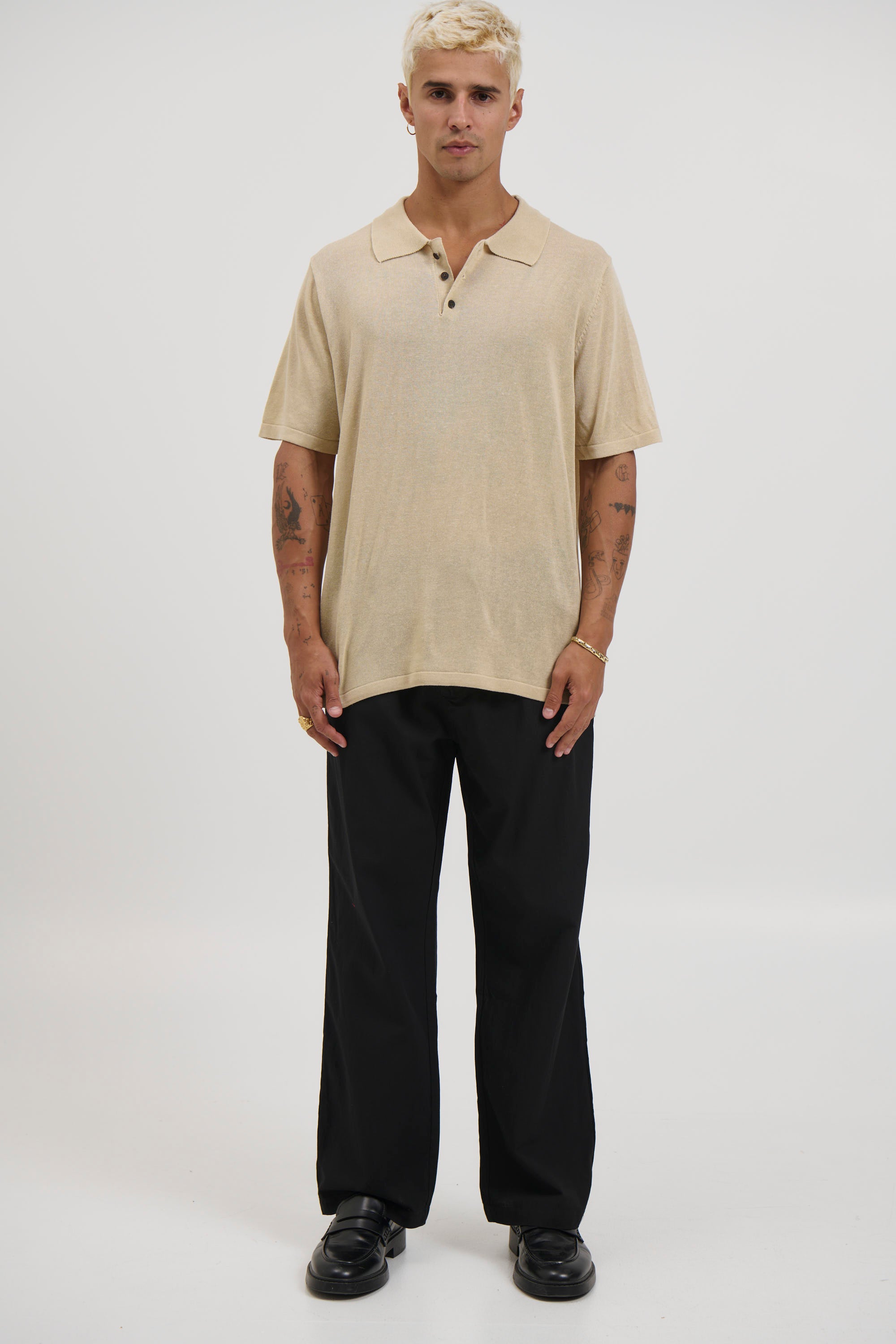 Relaxed Soft Knit Polo Sand