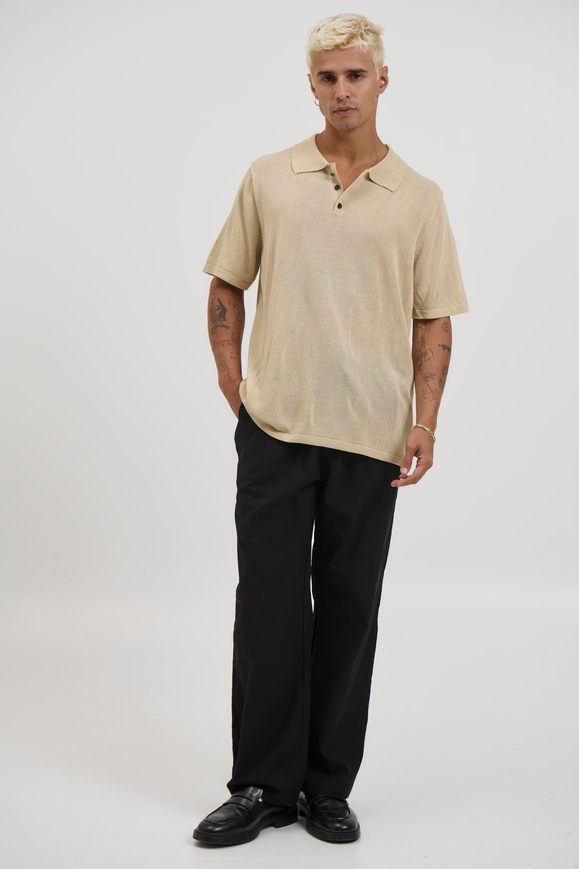 Relaxed Soft Knit Polo Sand