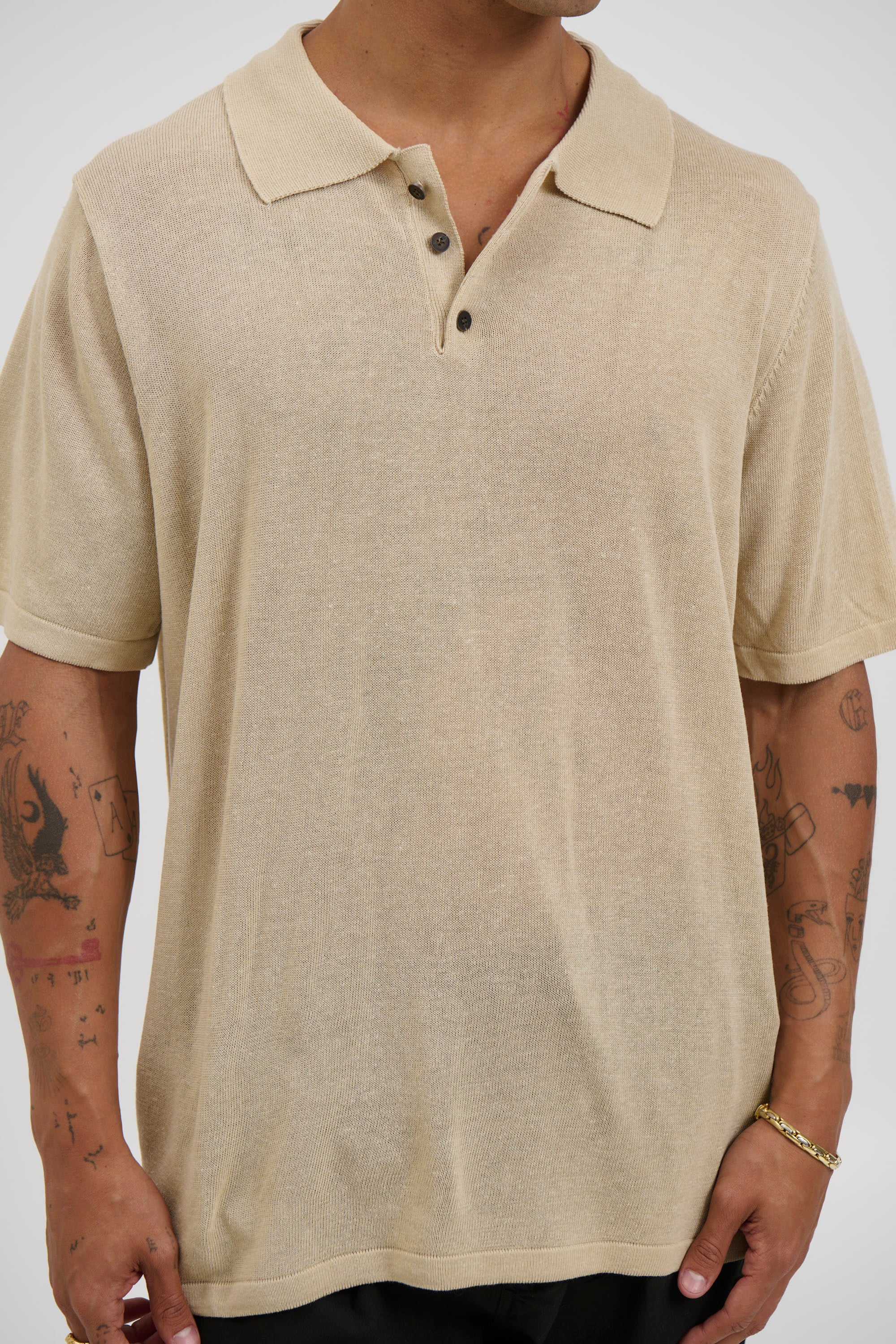 Relaxed Soft Knit Polo Sand