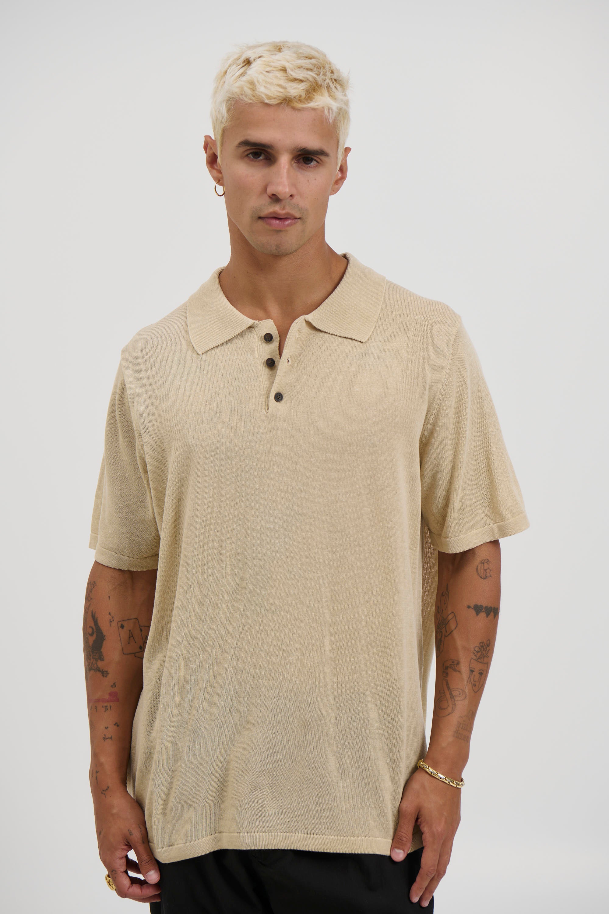 Relaxed Soft Knit Polo Sand