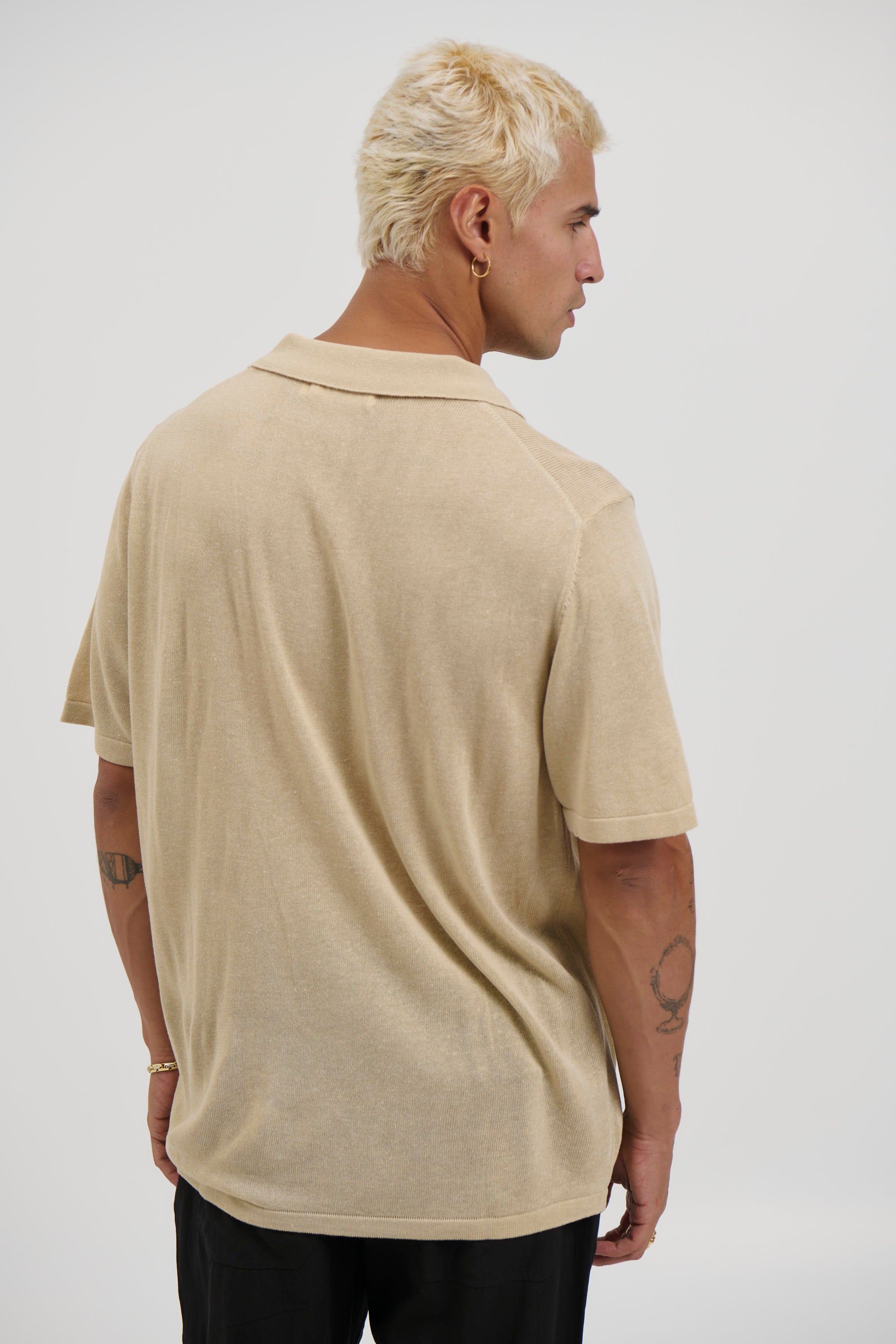 Relaxed Soft Knit Polo Sand