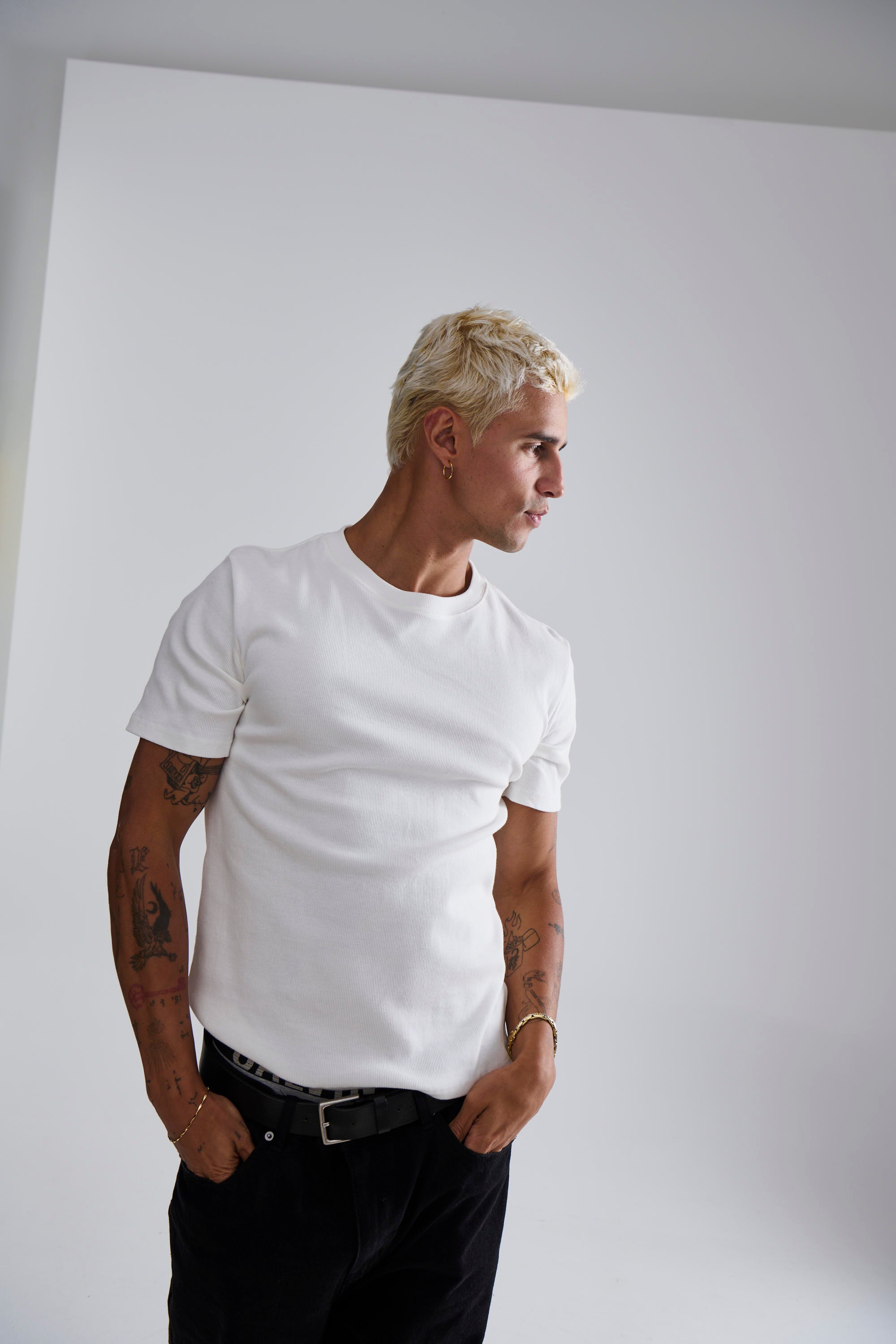 Fitted Ribbed Tee White