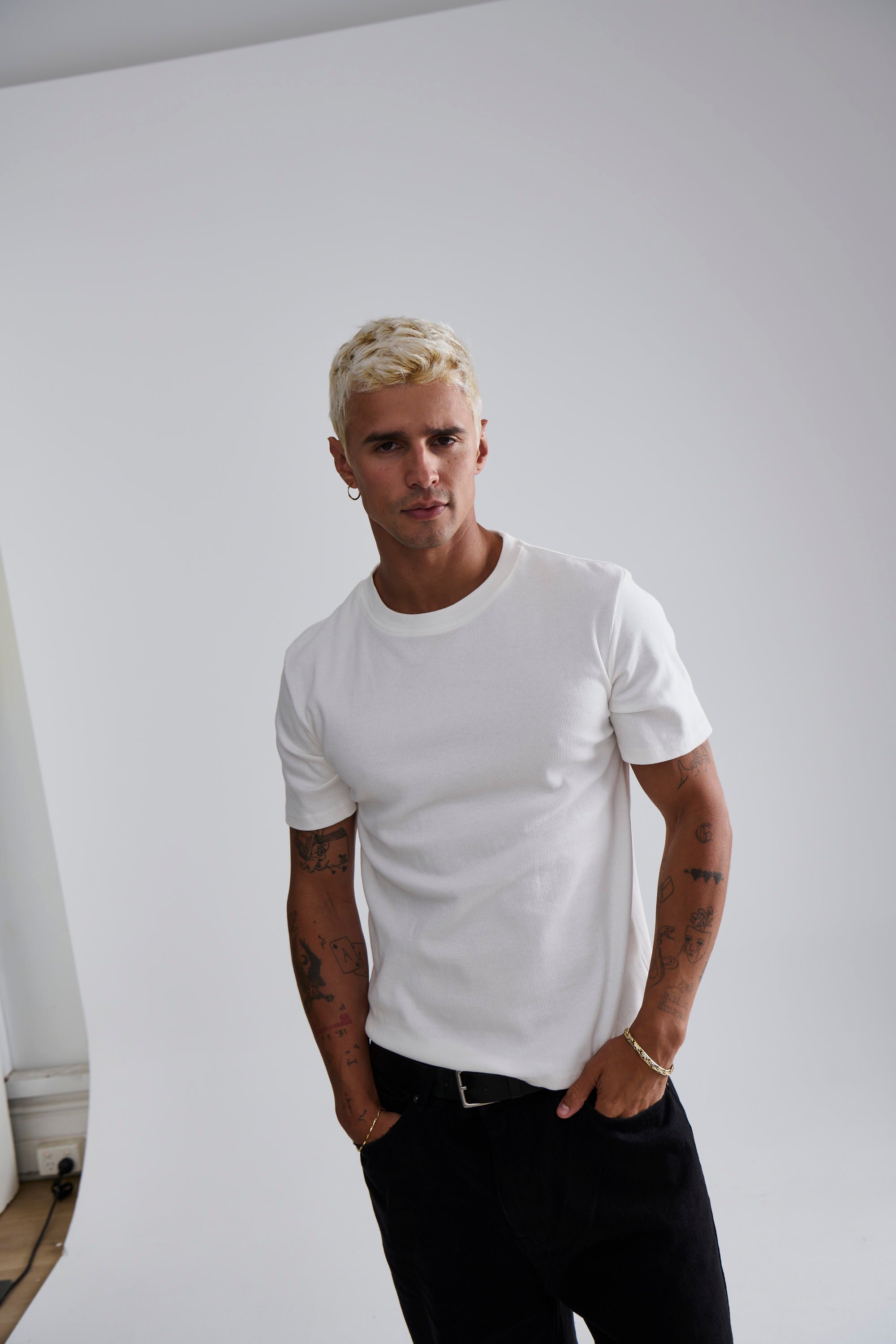 Fitted Ribbed Tee White