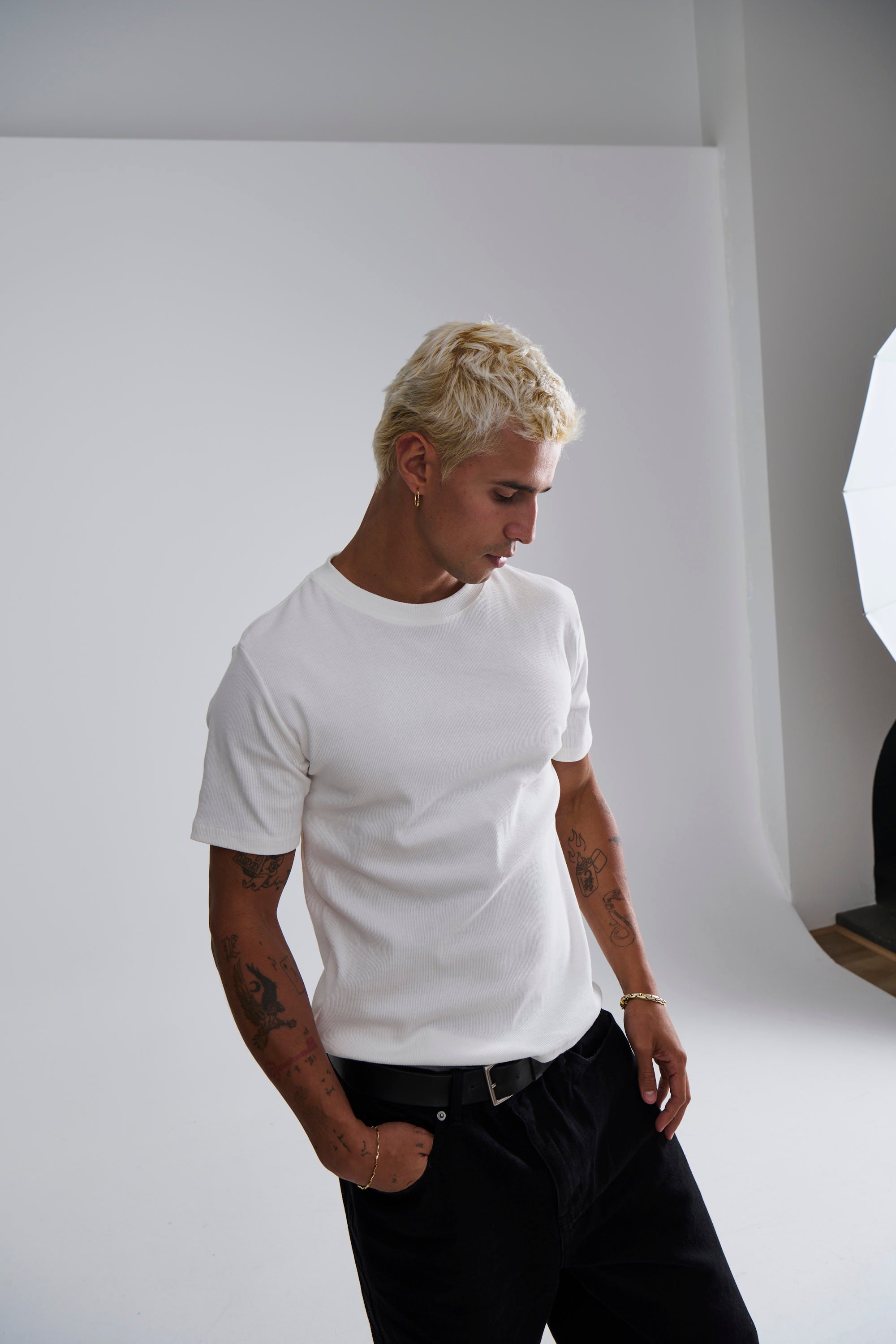 Fitted Ribbed Tee White
