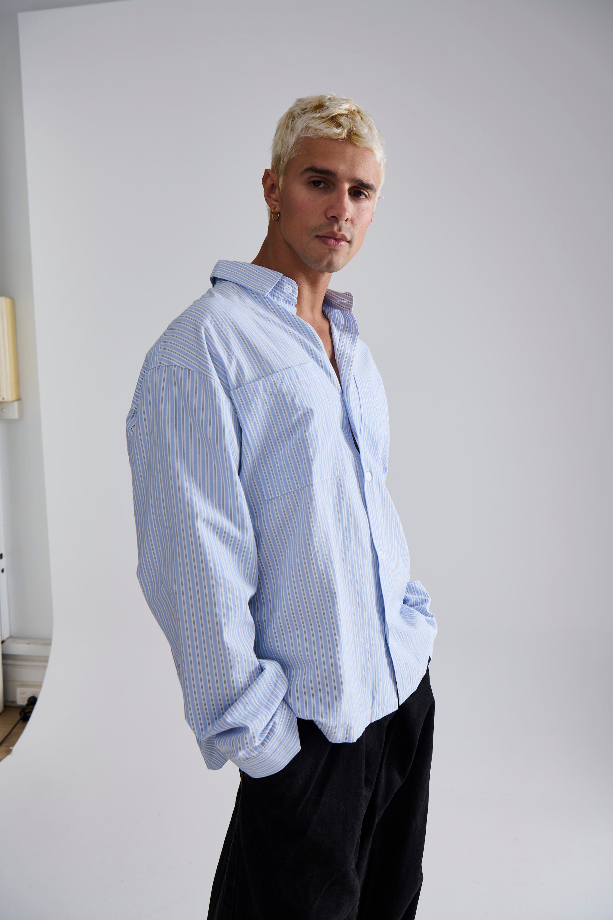Miles Stripe Shirt Blue