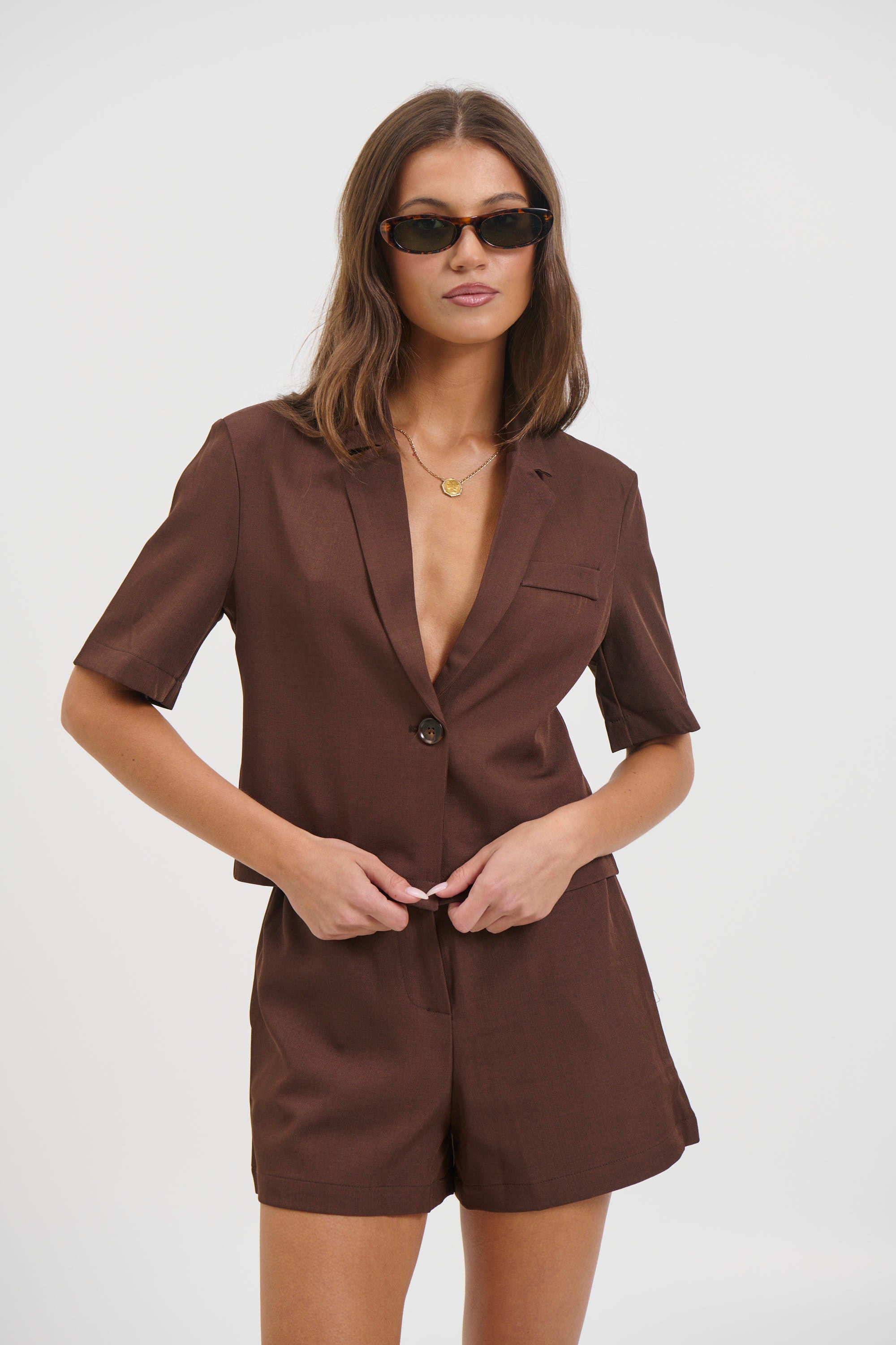 Zoe Short Sleeve Shirt Chocolate