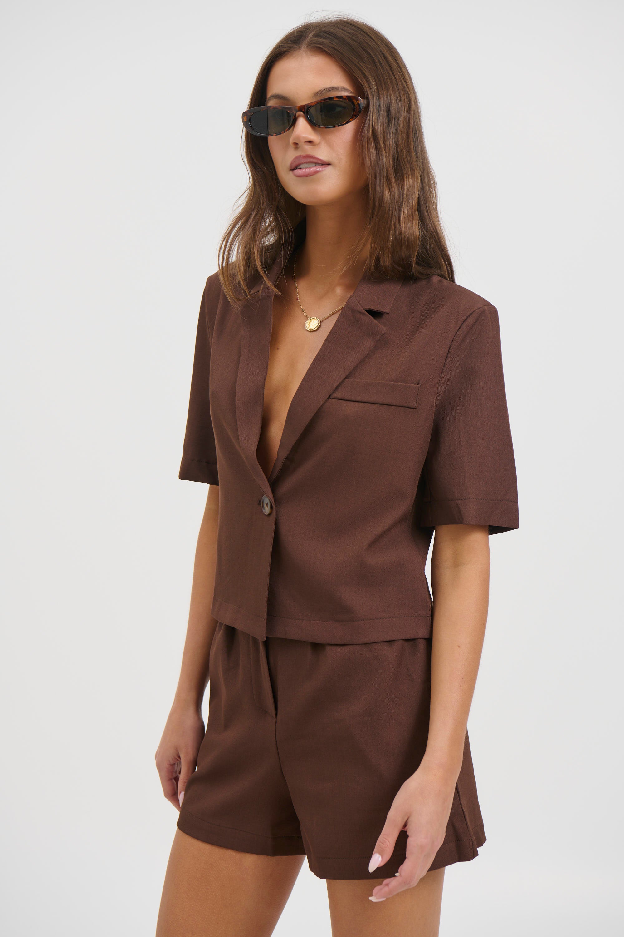 Zoe Short Sleeve Shirt Chocolate