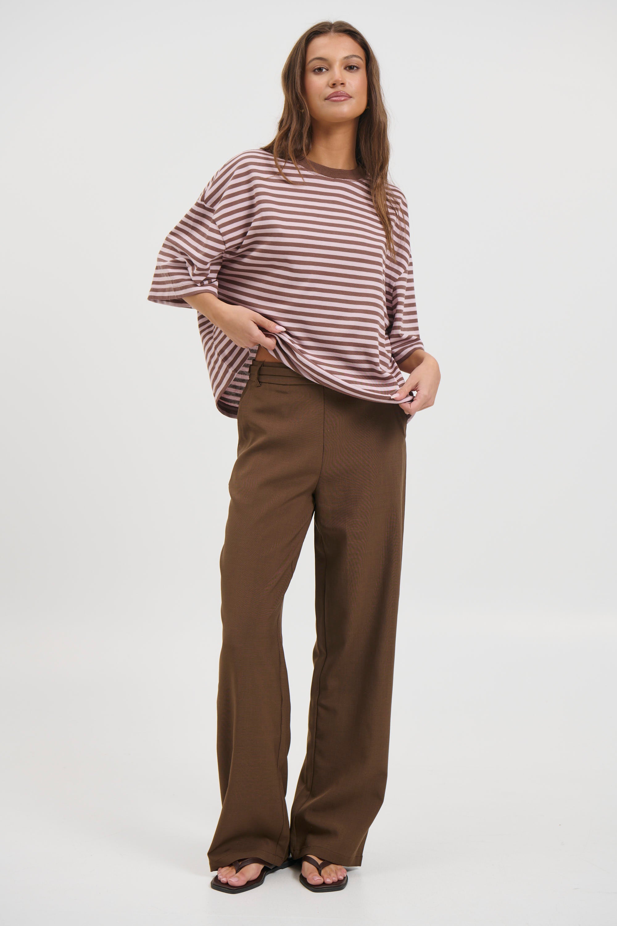 Bloom Short Sleeve Chocolate Blush Stripe