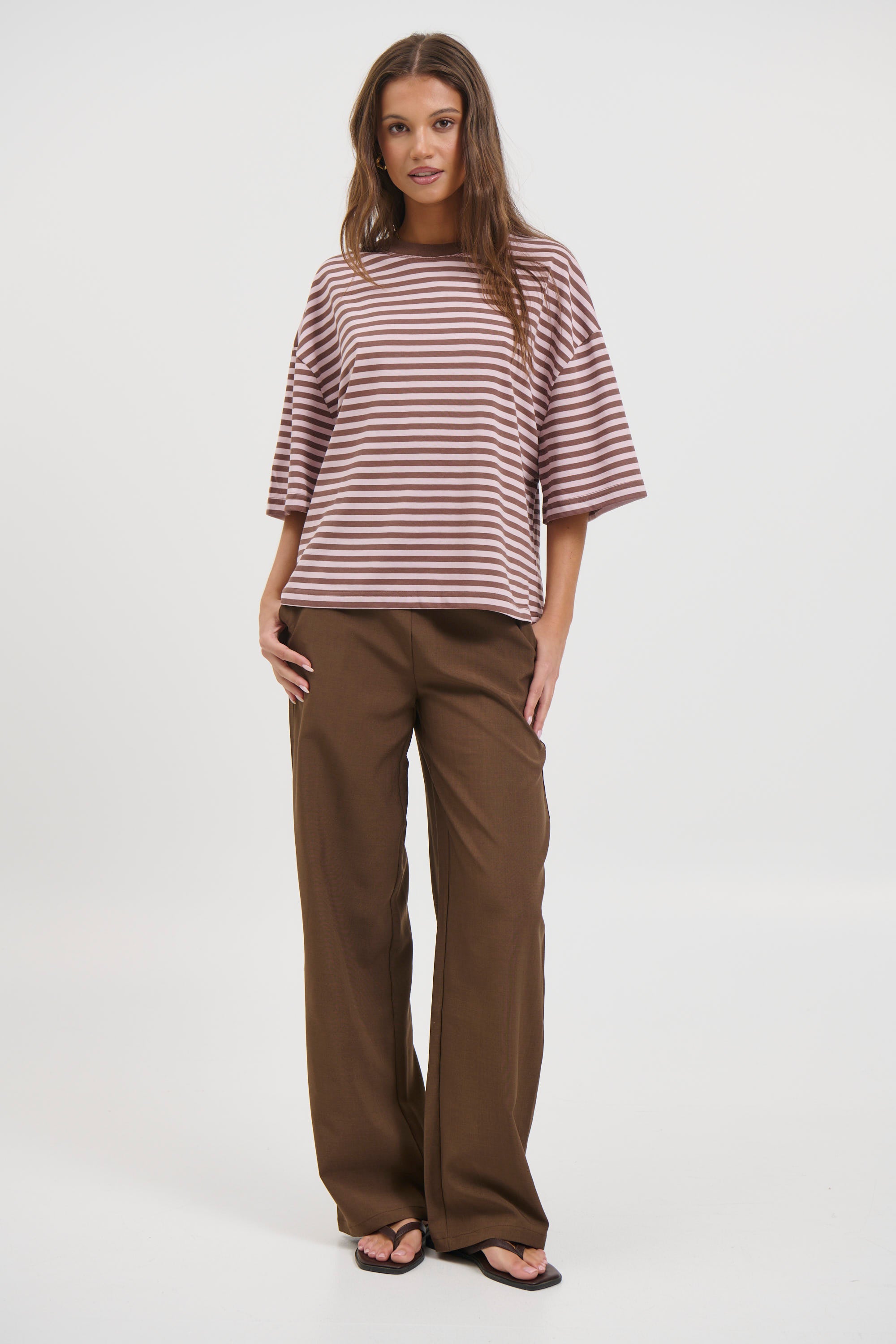 Bloom Short Sleeve Chocolate Blush Stripe